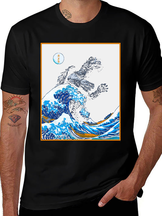 Godzilla Great Wave Graphic Tee - Black