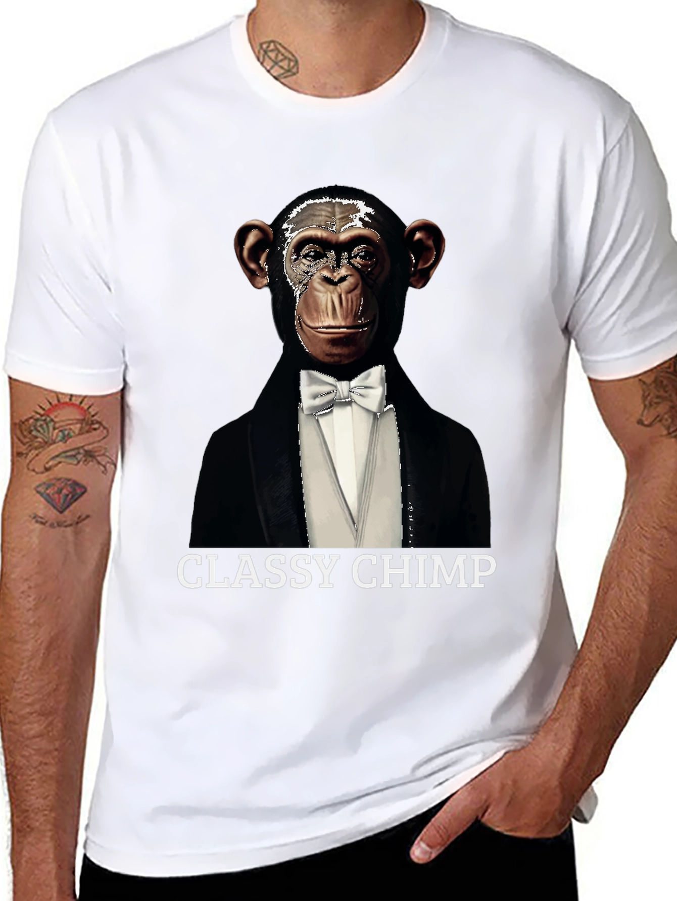 Classy Chimp Graphic Tee - Novelty Tuxedo T-Shirt