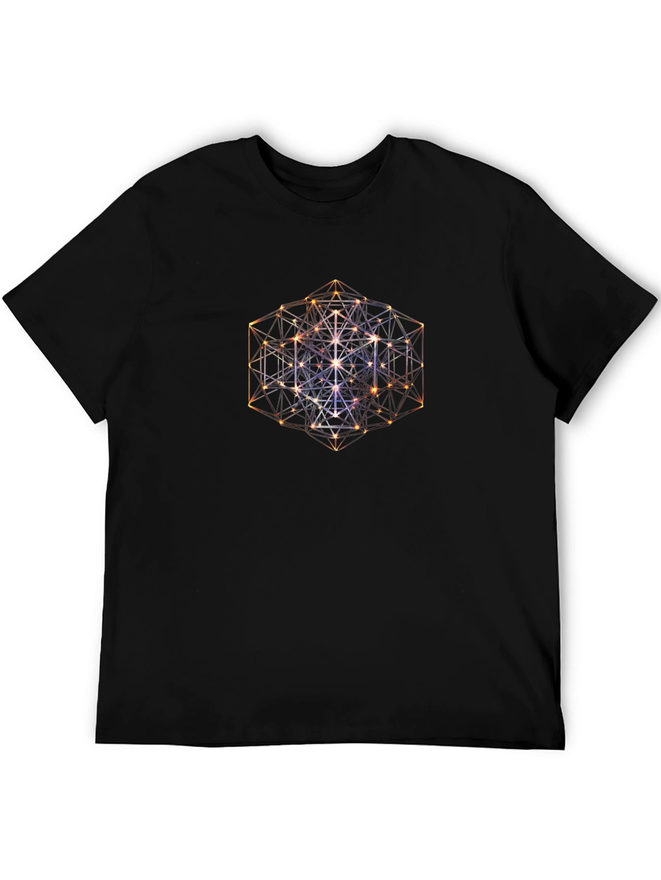 Geometric Cube Print Black T-Shirt