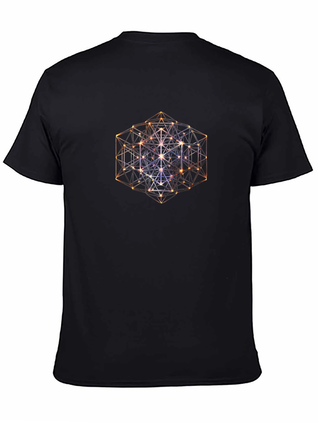 Geometric Cube Print Black T-Shirt