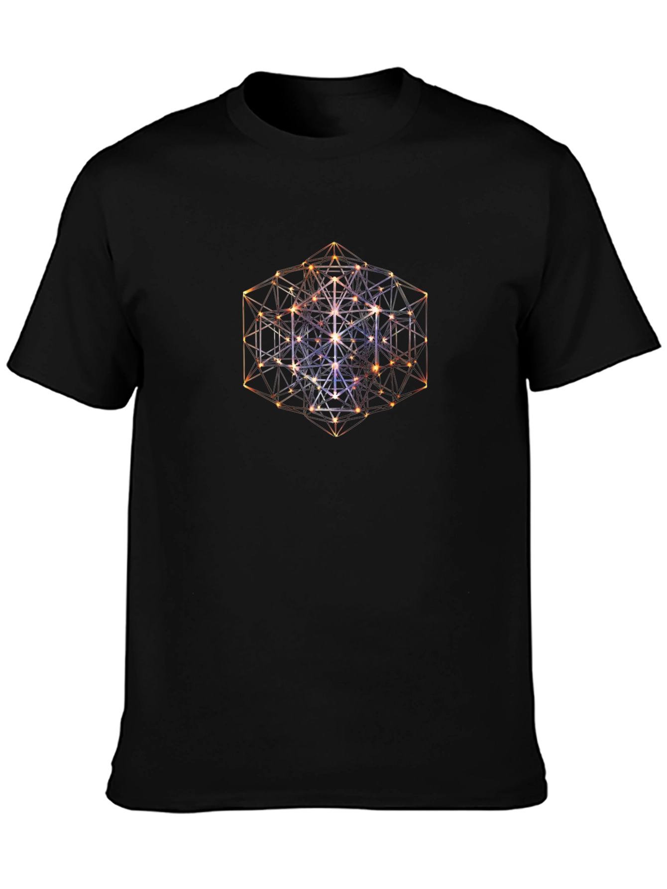 Geometric Cube Print Black T-Shirt