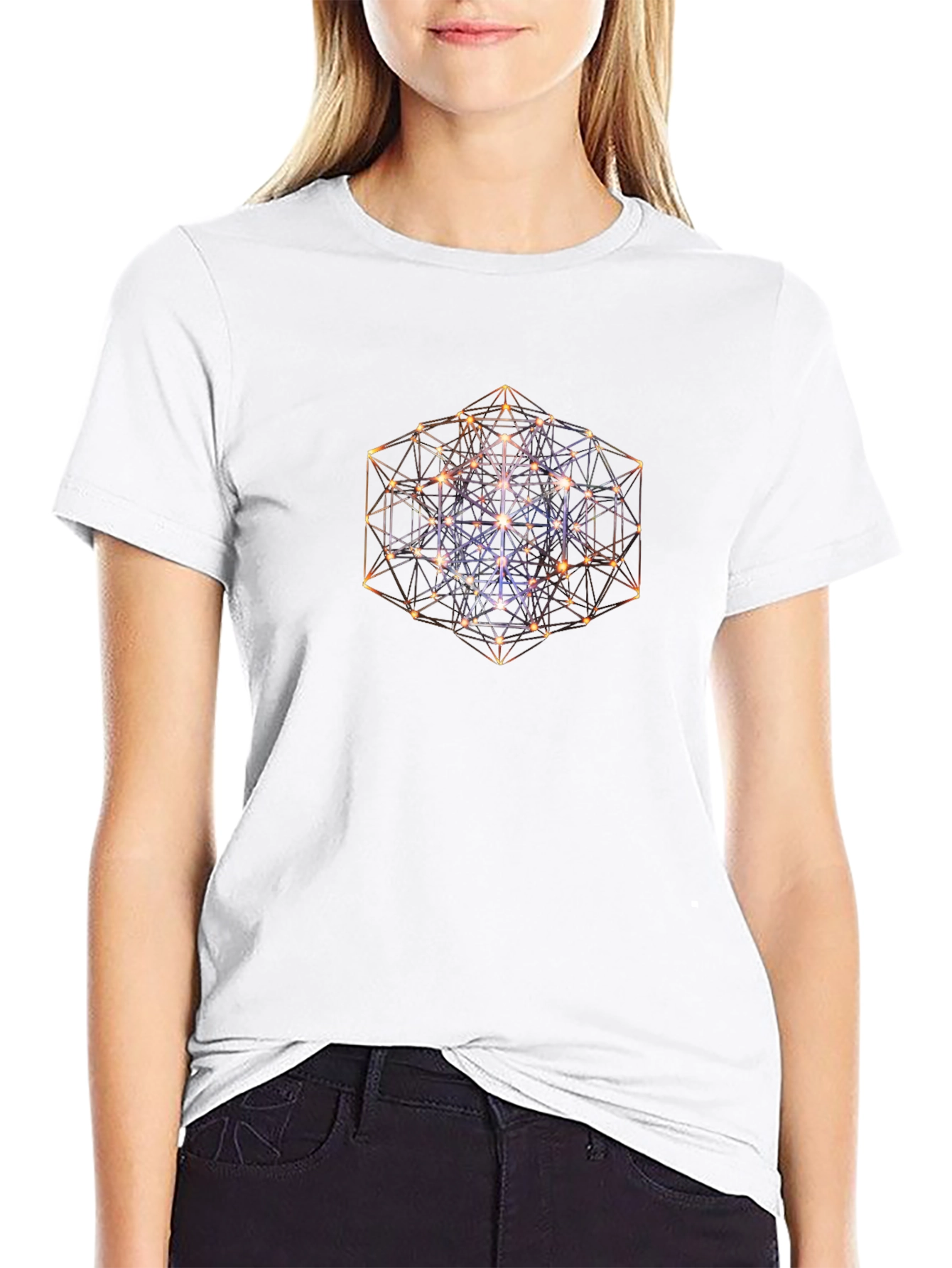 Geometric Cube Print Black T-Shirt