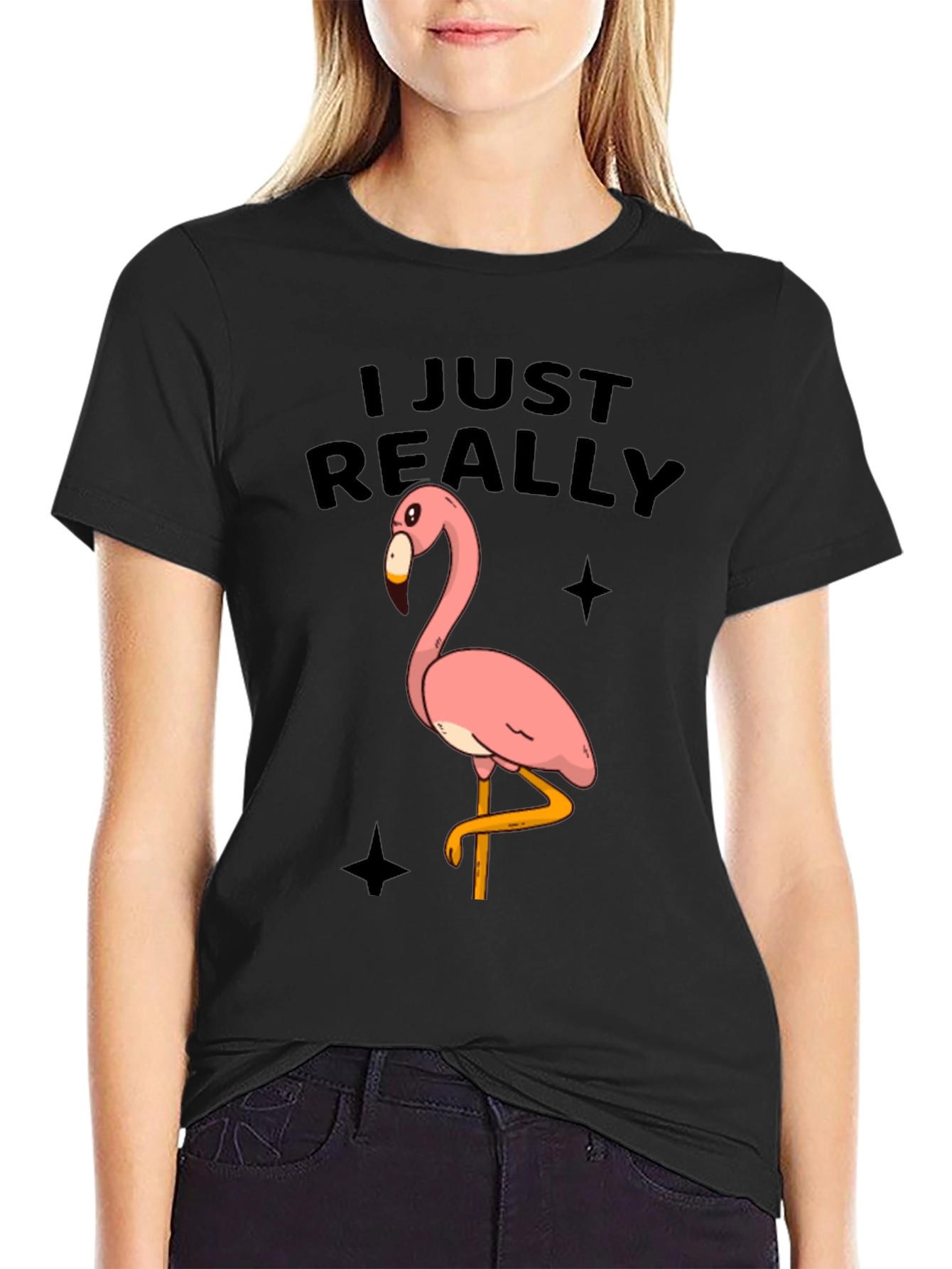 Funny Flamingo Graphic Tee - Just Really Love Flamingos