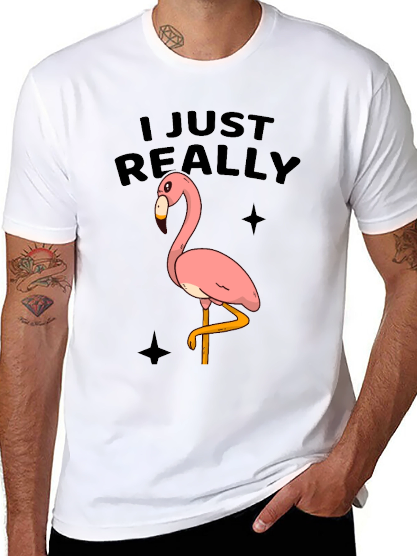 Funny Flamingo Graphic Tee - Just Really Love Flamingos