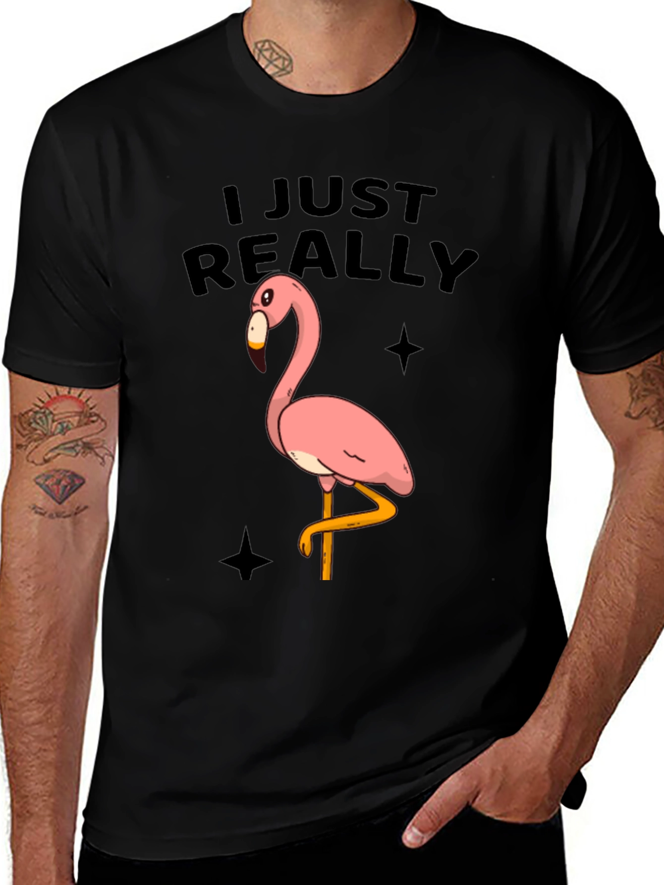 Funny Flamingo Graphic Tee - Just Really Love Flamingos