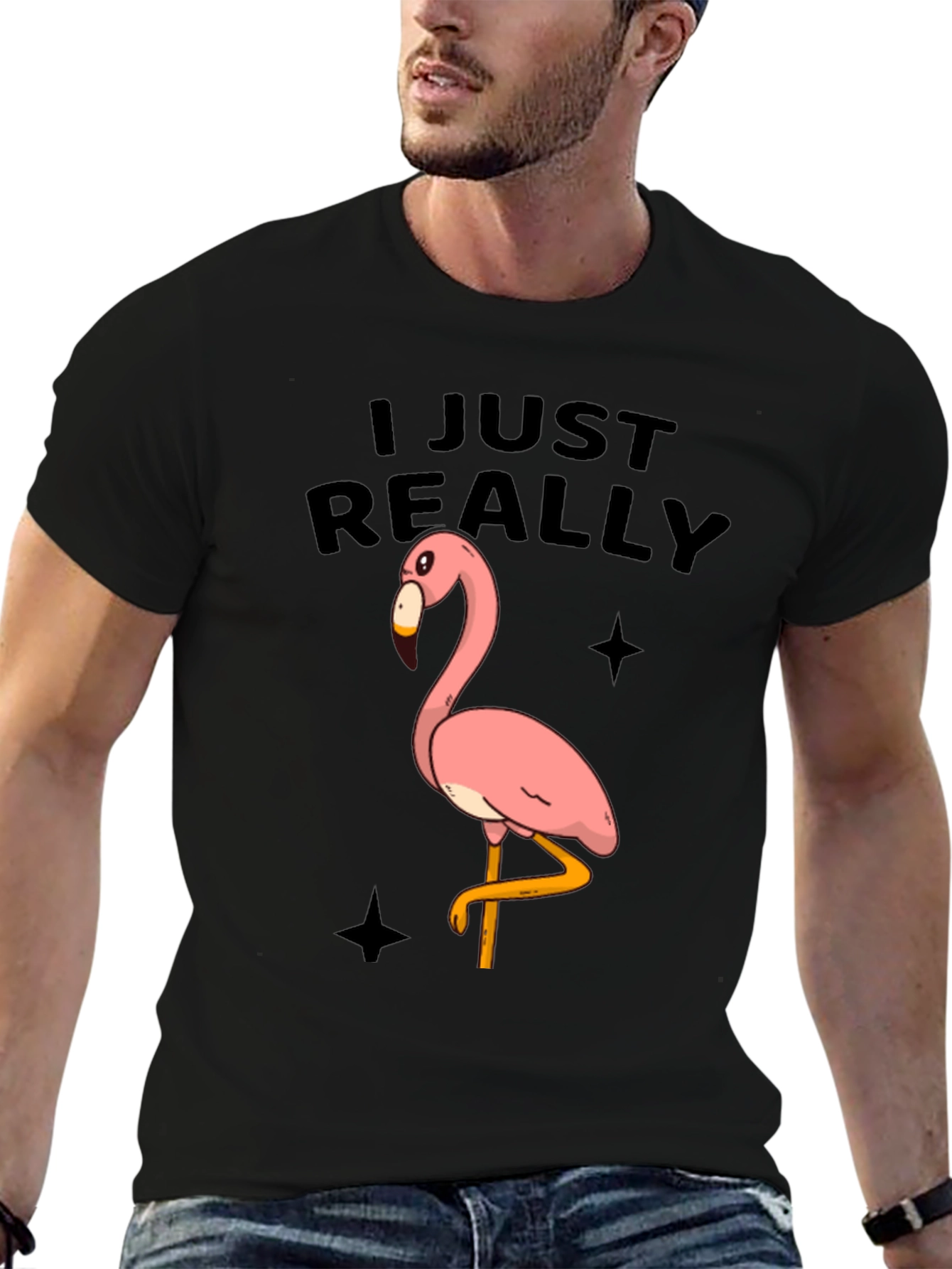 Funny Flamingo Graphic Tee - Just Really Love Flamingos