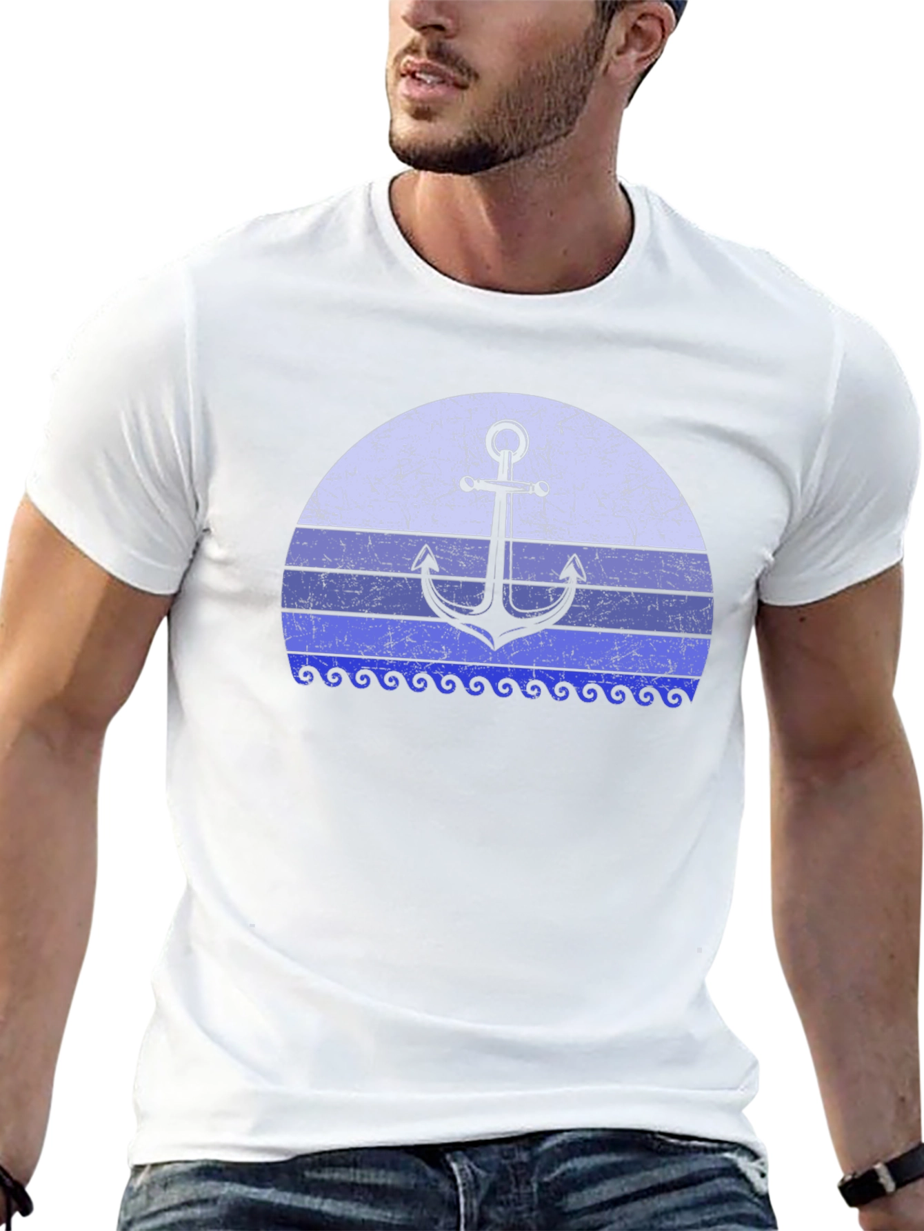 Nautical Anchor Sunset Graphic Tee