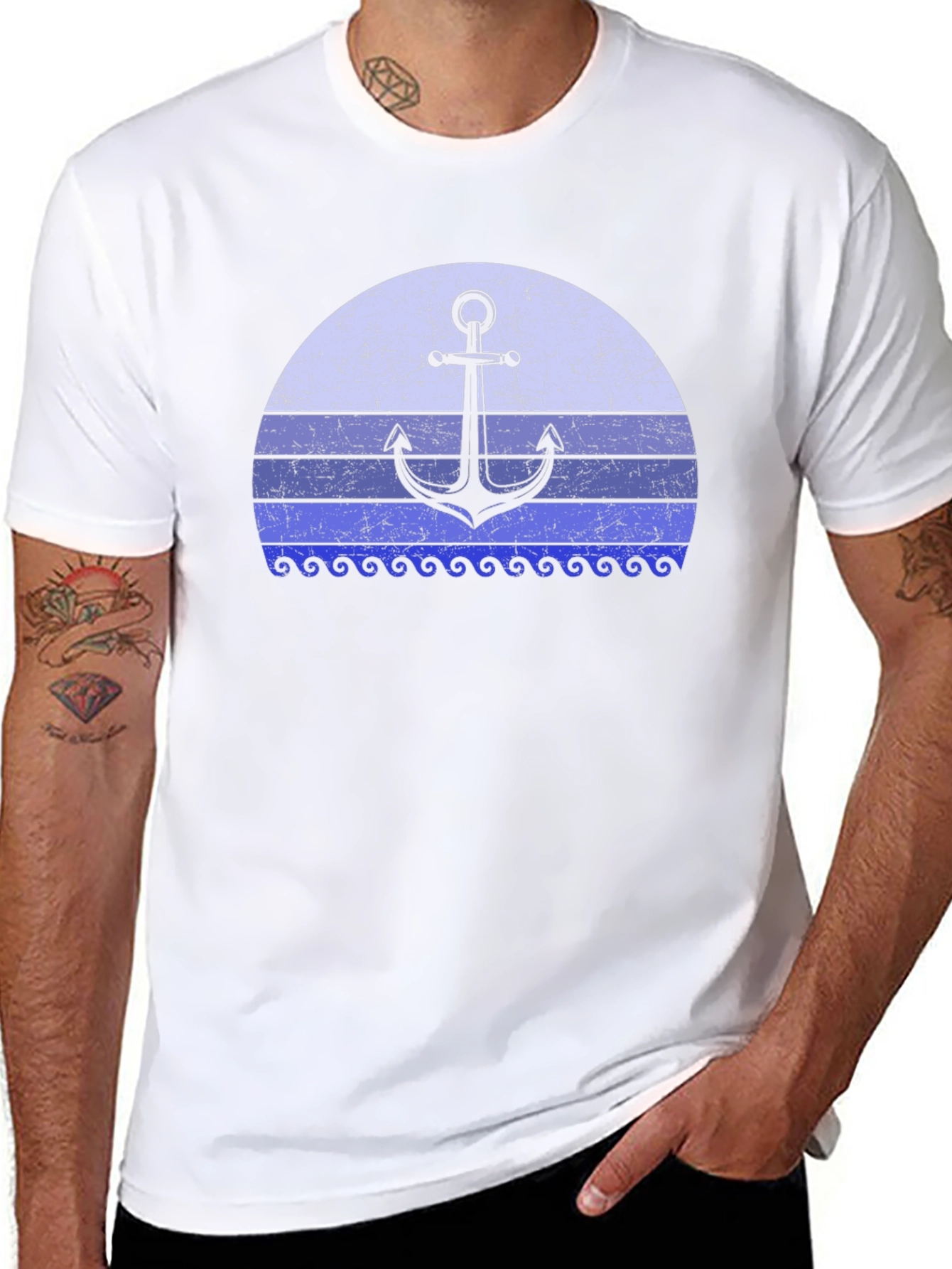 Nautical Anchor Sunset Graphic Tee