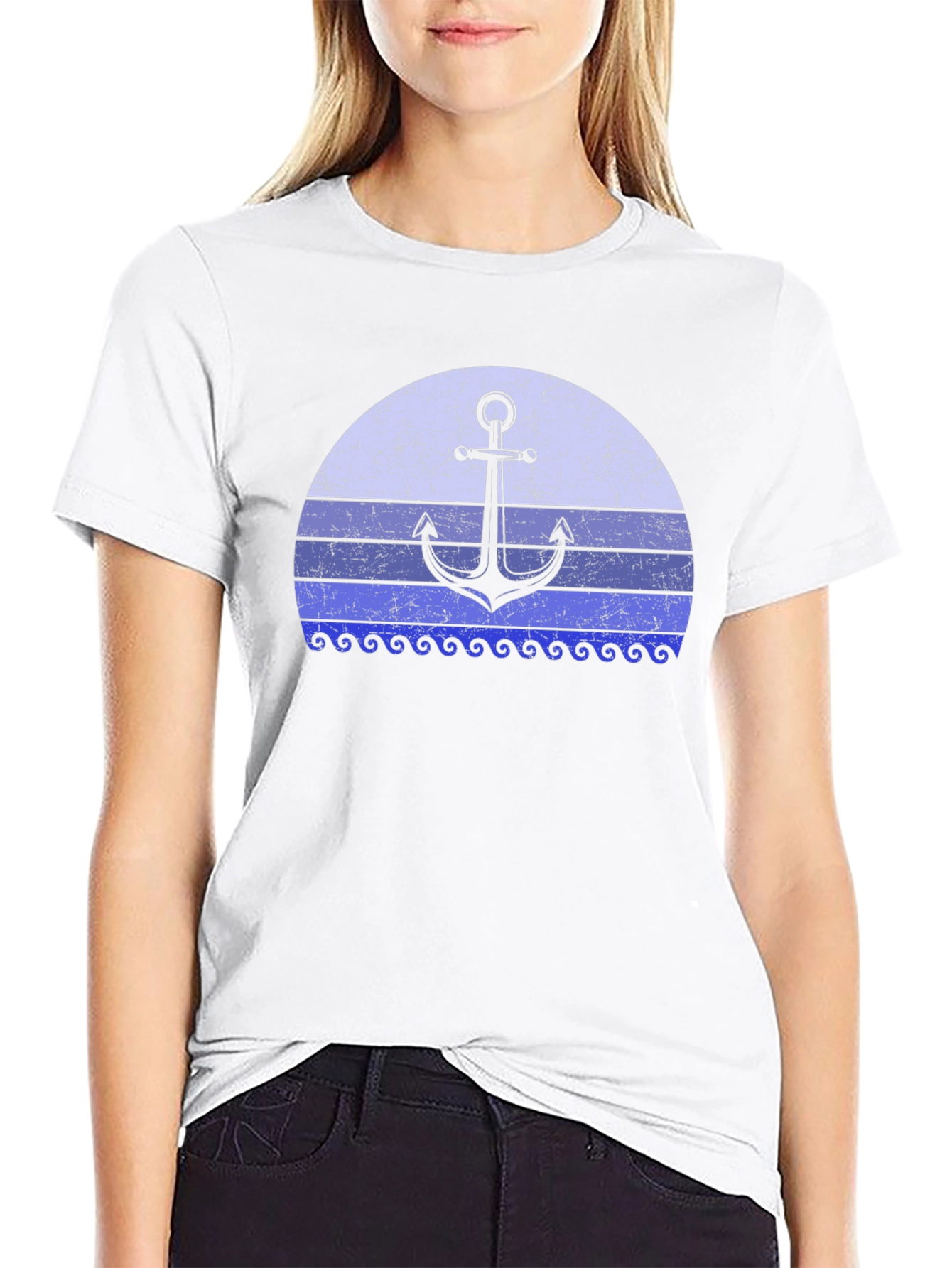 Nautical Anchor Sunset Graphic Tee