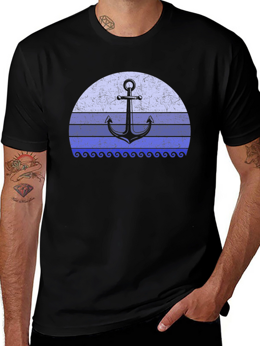 Nautical Anchor Sunset Graphic Tee