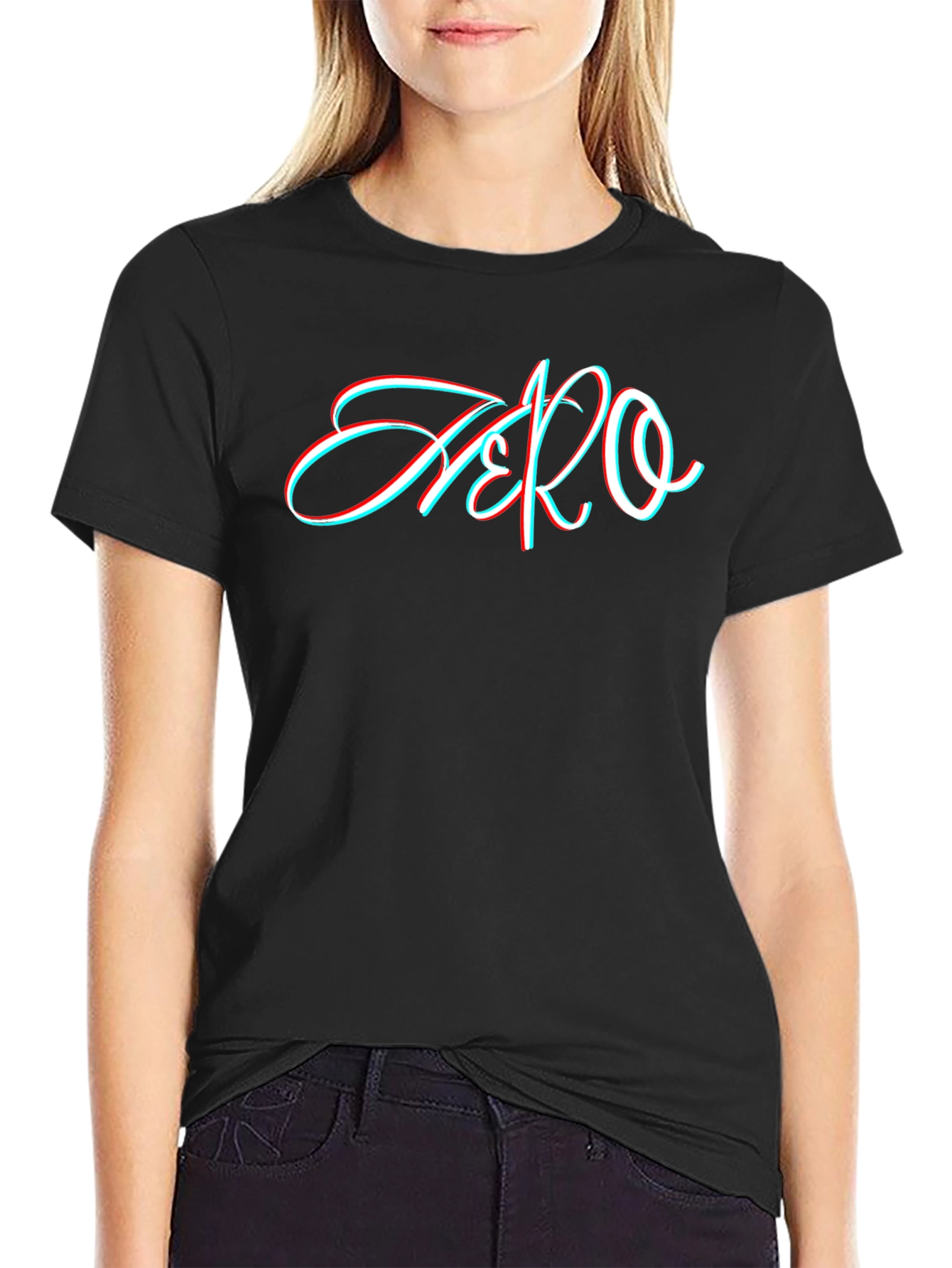 Stylish Black T-Shirt with 3D Style Zero Graphic