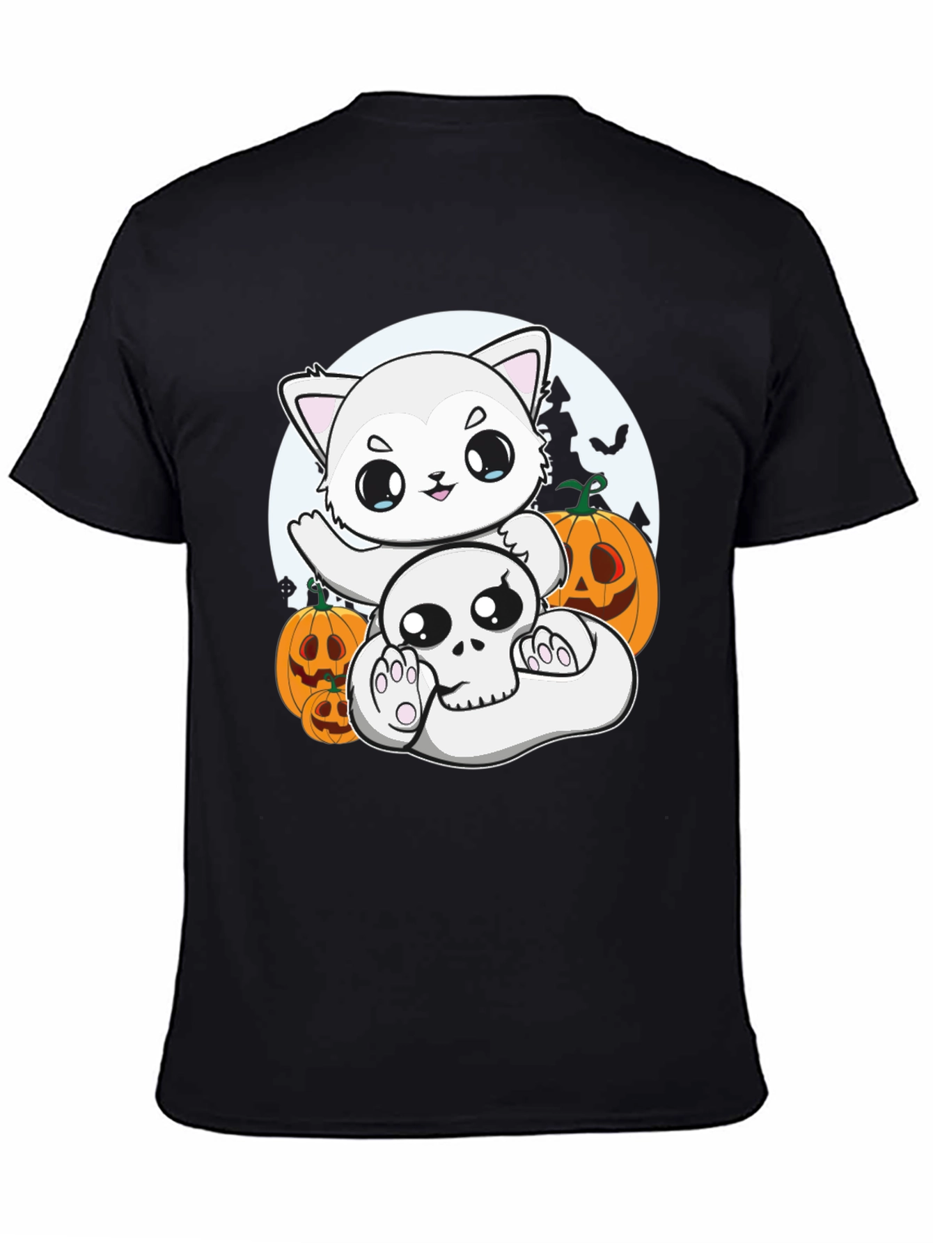 Halloween Cat & Skull T-Shirt