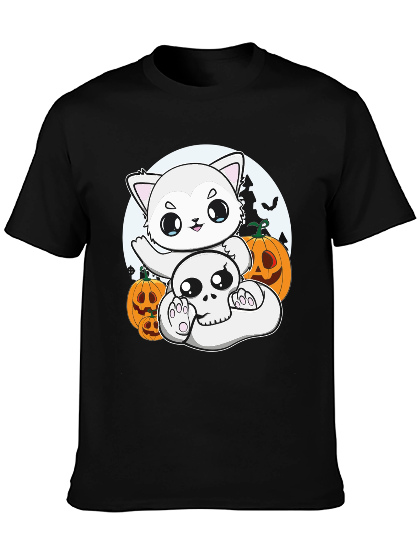 Halloween Cat & Skull T-Shirt