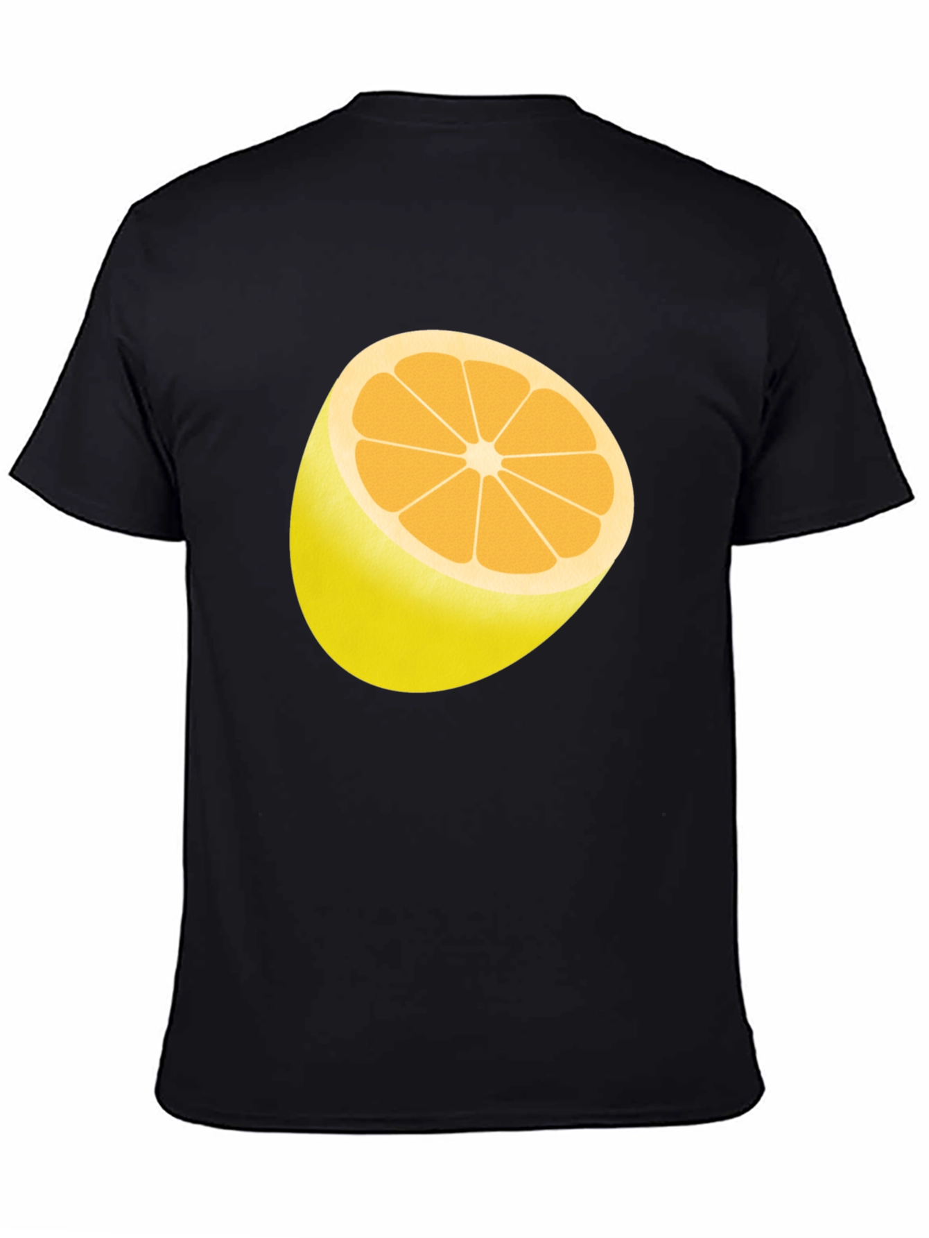 Half Lemon Graphic Print Black T-Shirt