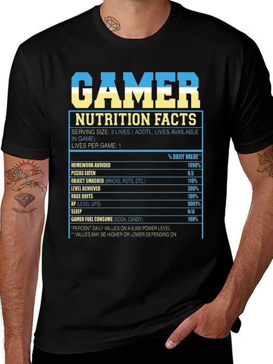 Gamer Nutrition Facts Funny T-Shirt