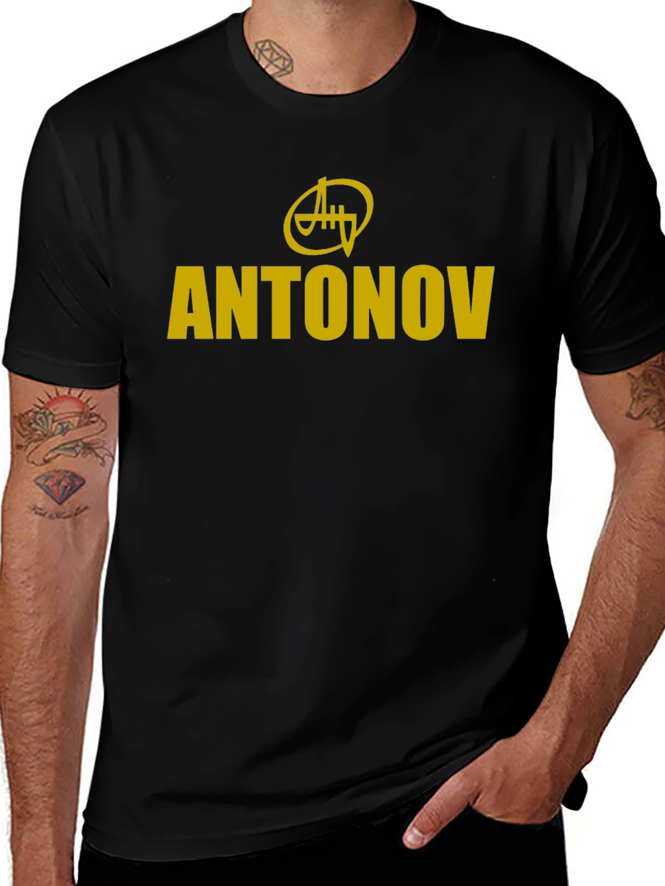 Antonov Graphic Tee - Black Crew Neck T-Shirt