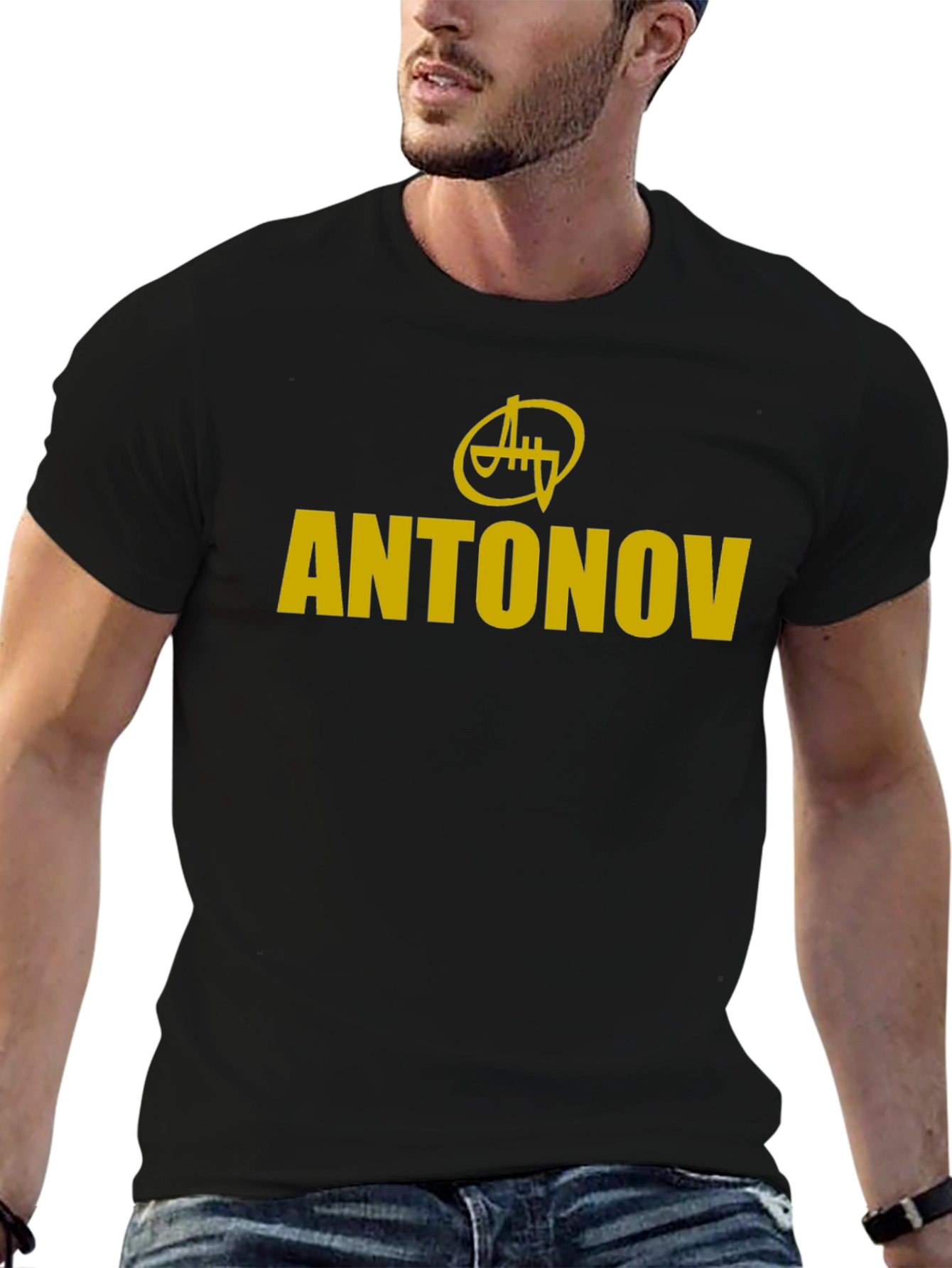 Antonov Graphic Tee - Black Crew Neck T-Shirt