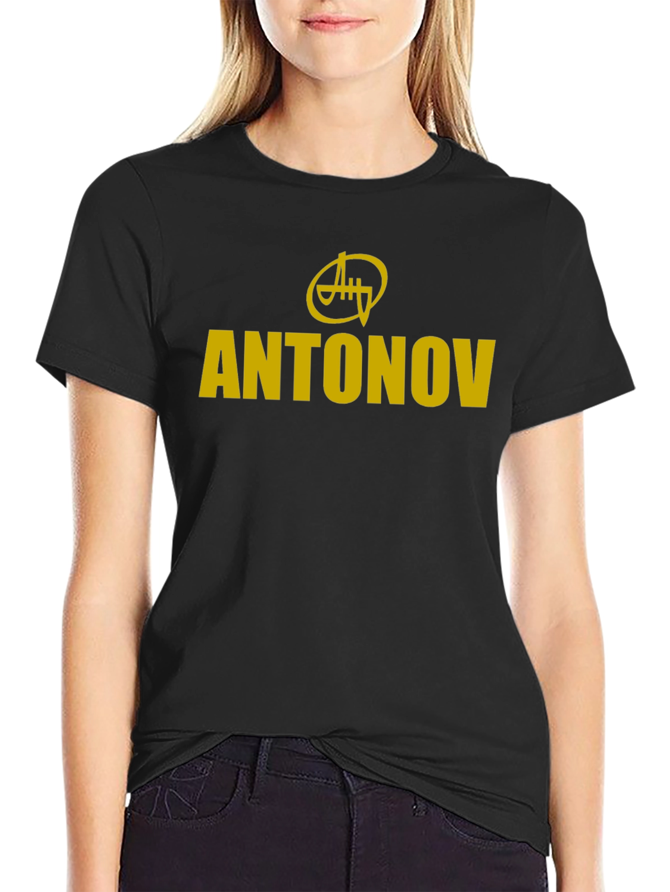 Antonov Graphic Tee - Black Crew Neck T-Shirt