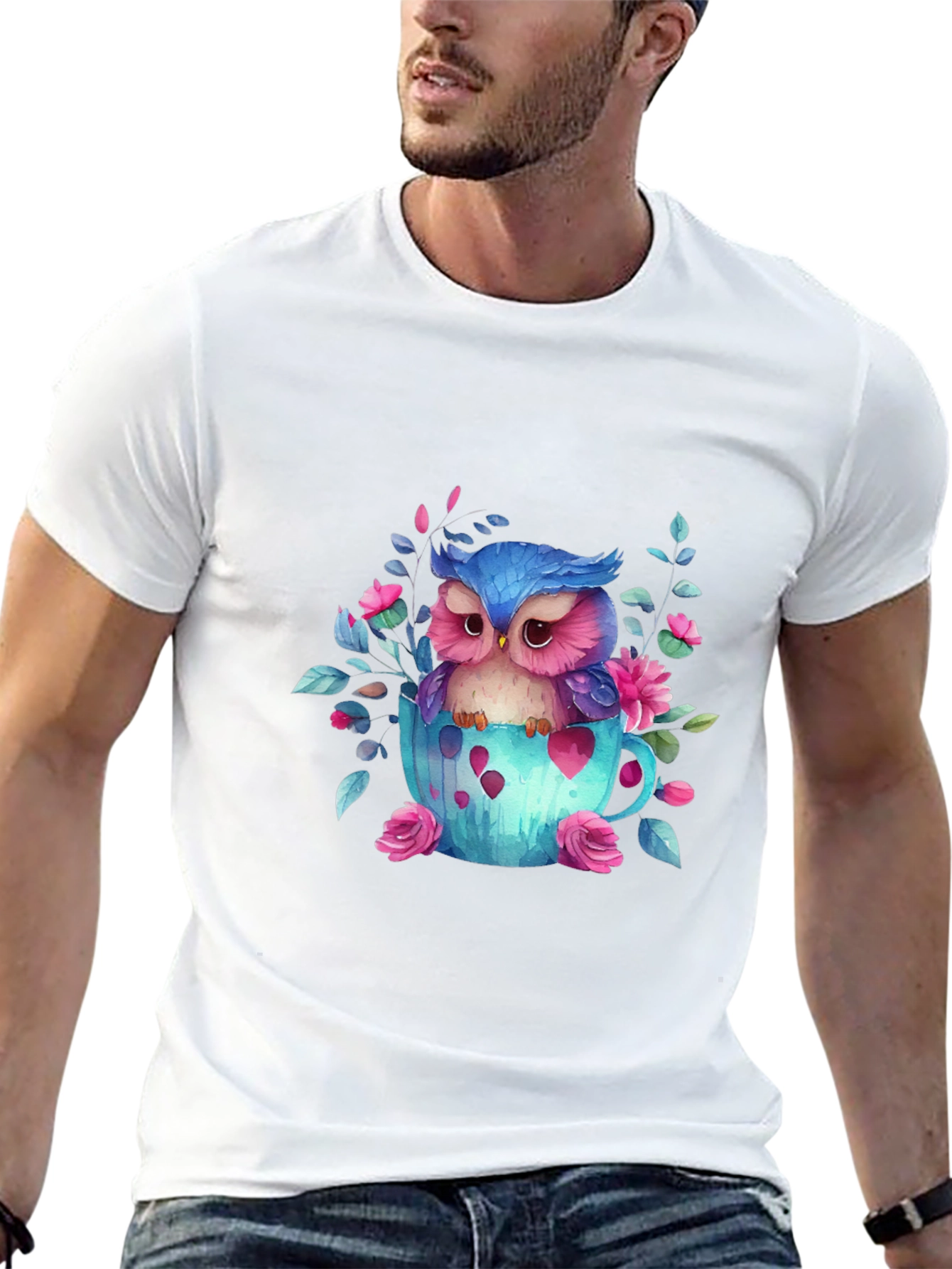 Cute Owl in Teacup Graphic Tee