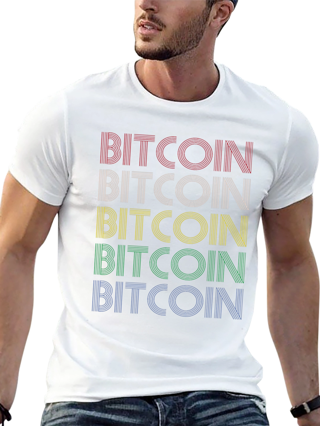 Bitcoin Retro Striped T-Shirt - Crypto Fan Apparel