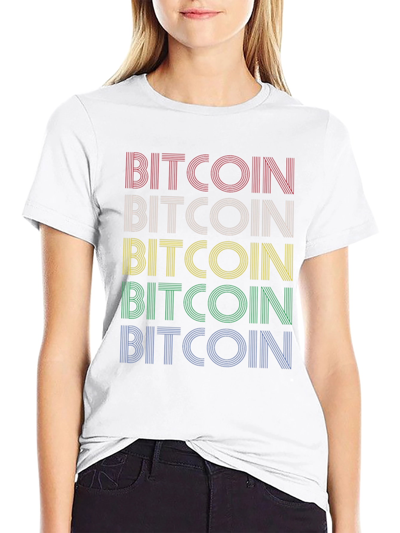 Bitcoin Retro Striped T-Shirt - Crypto Fan Apparel