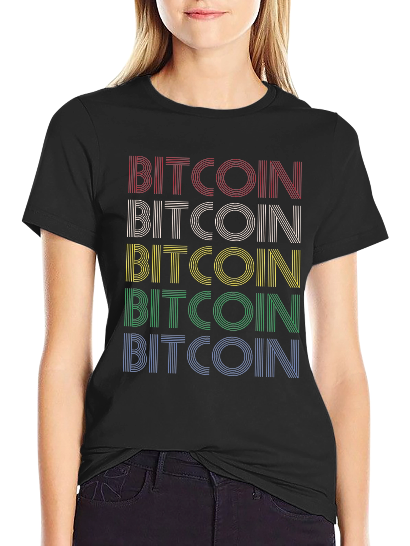 Bitcoin Retro Striped T-Shirt - Crypto Fan Apparel