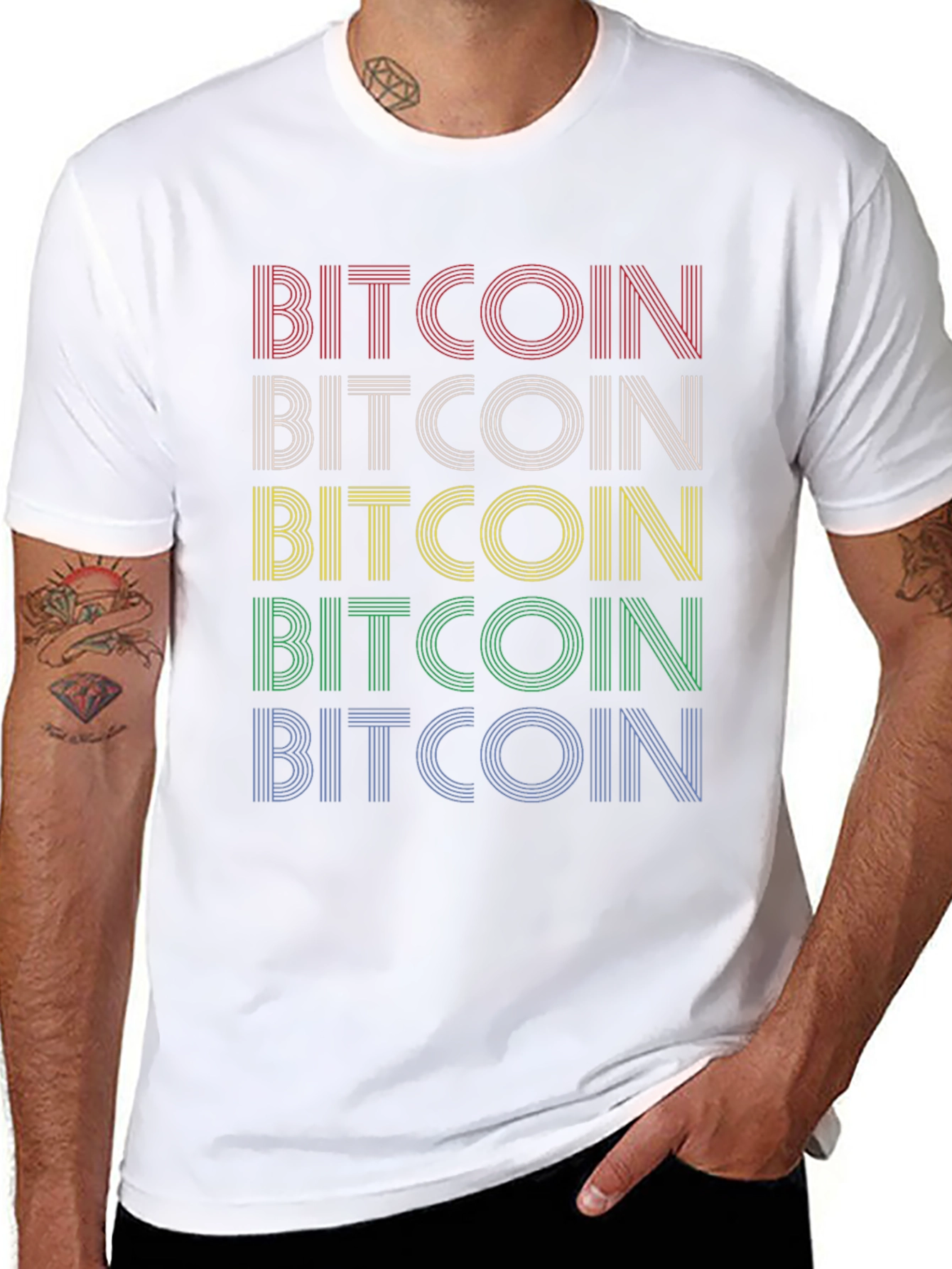 Bitcoin Retro Striped T-Shirt - Crypto Fan Apparel