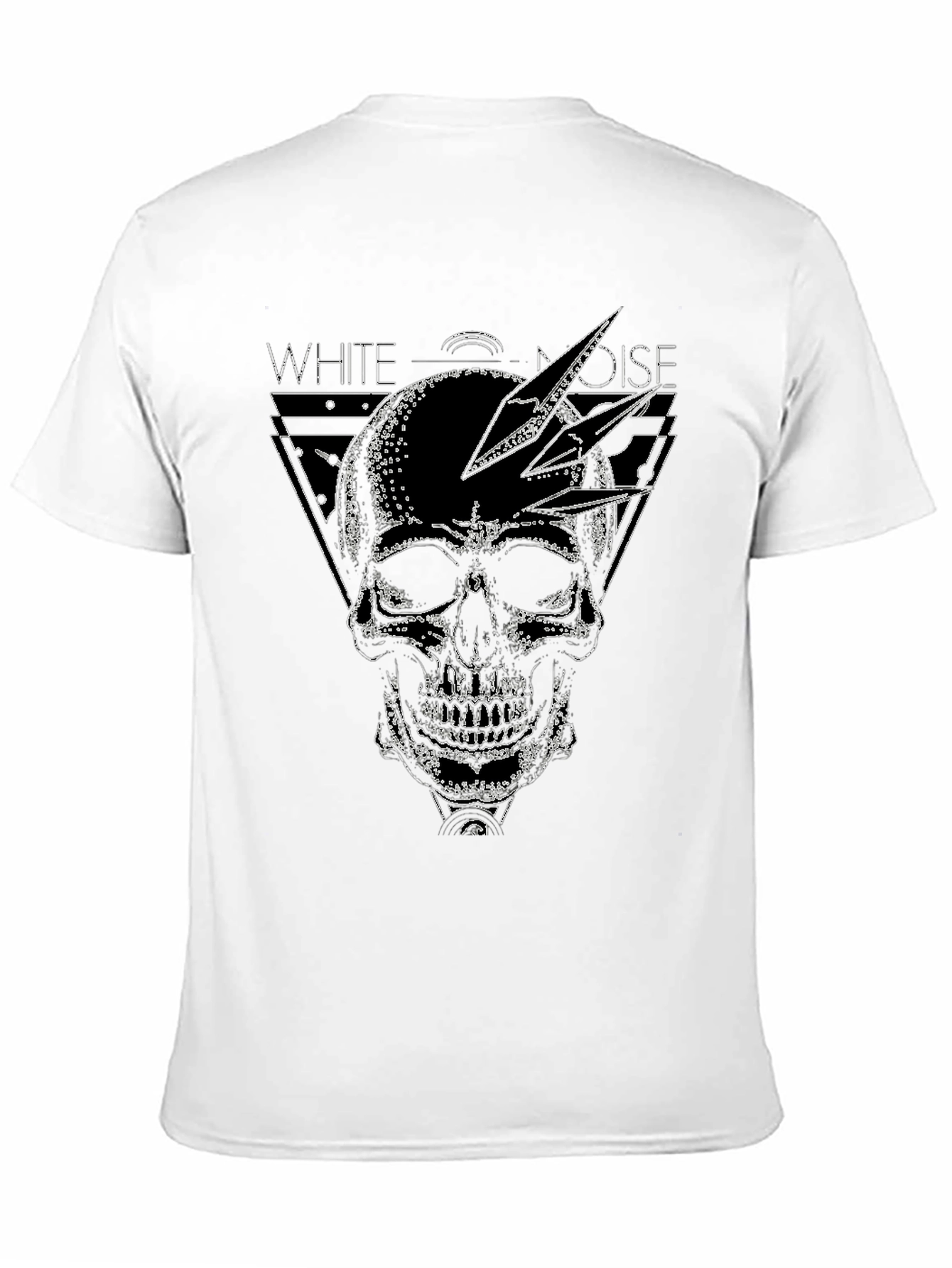 White Noise Skull Graphic Tee - Black Cotton