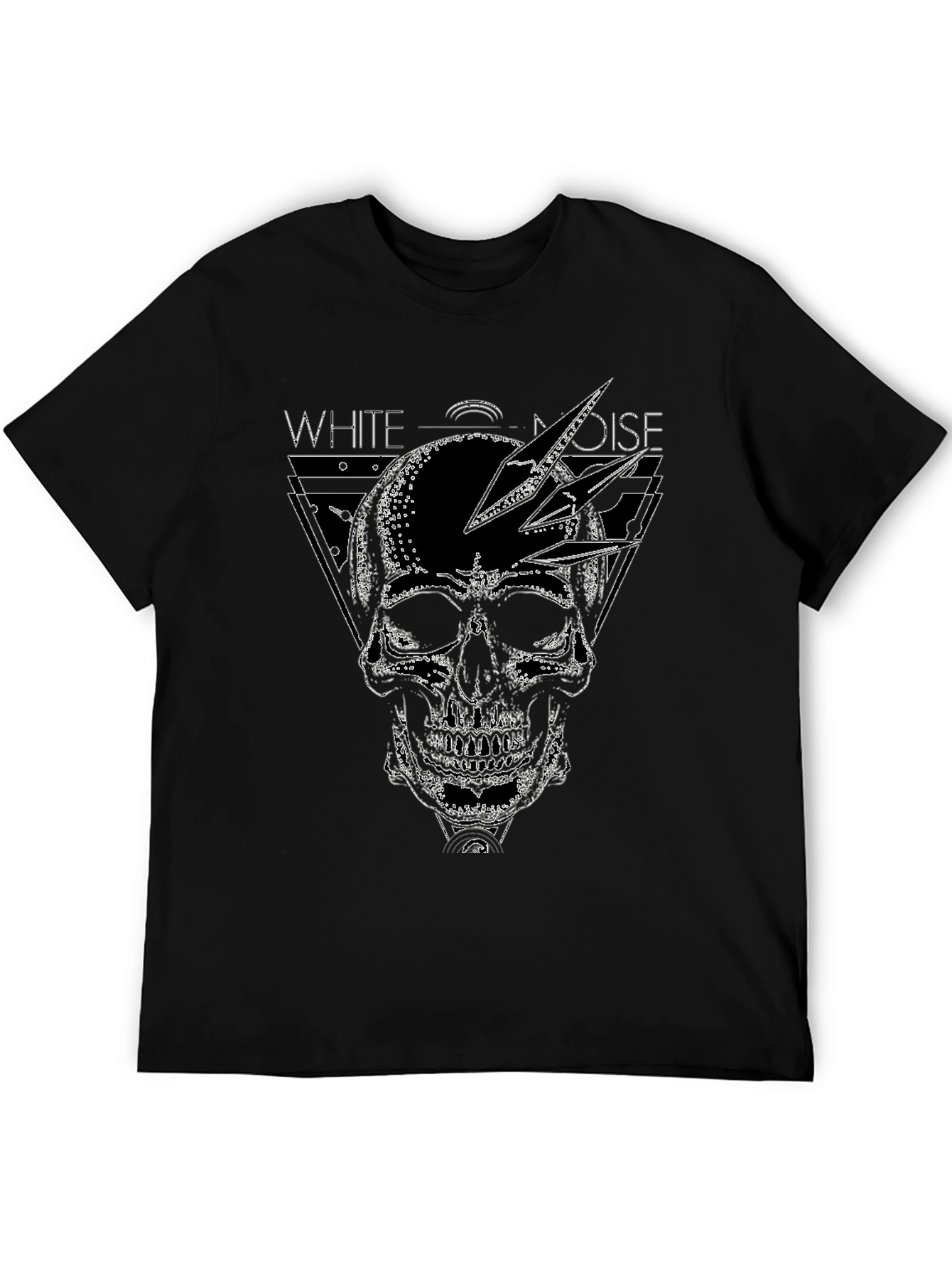 White Noise Skull Graphic Tee - Black Cotton