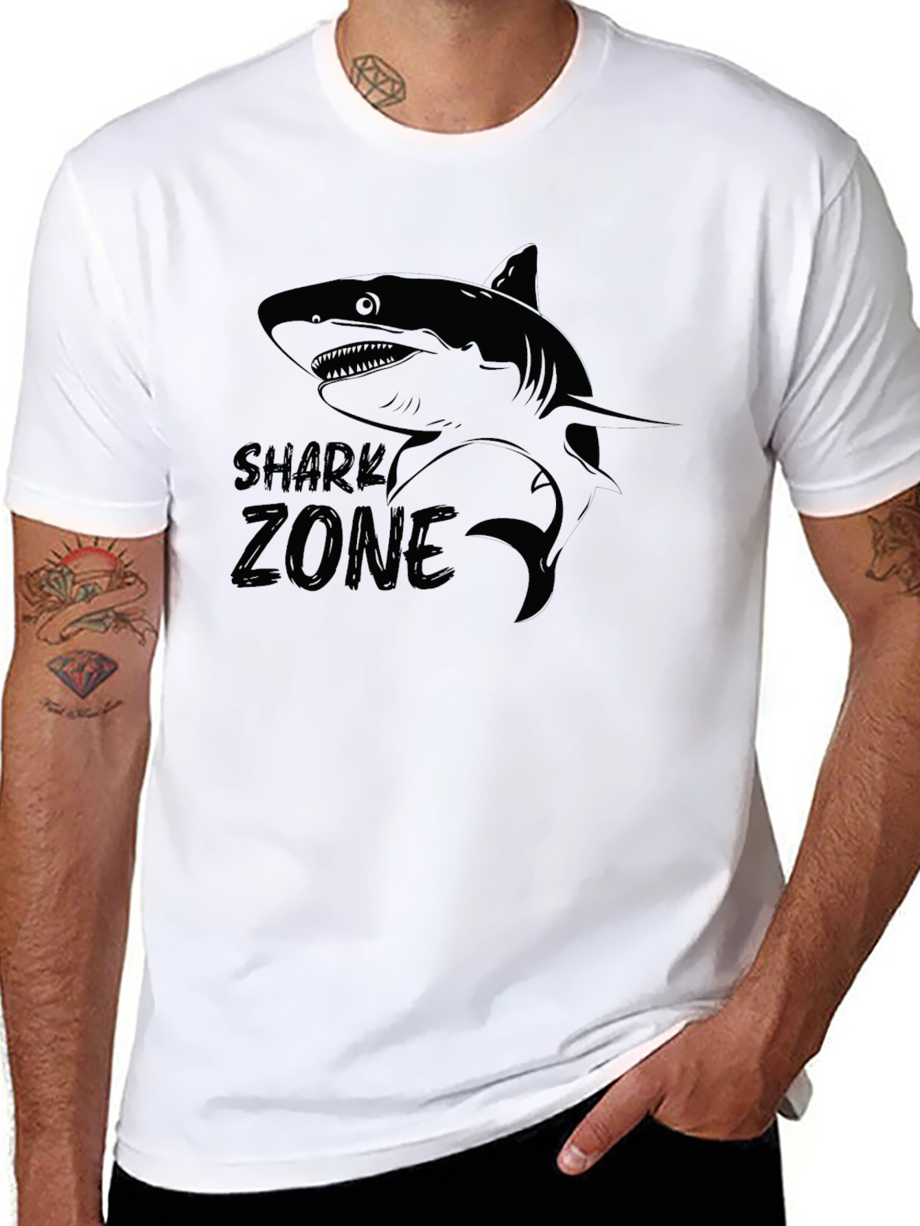 Shark Zone Graphic Tee - Mens Black T-Shirt