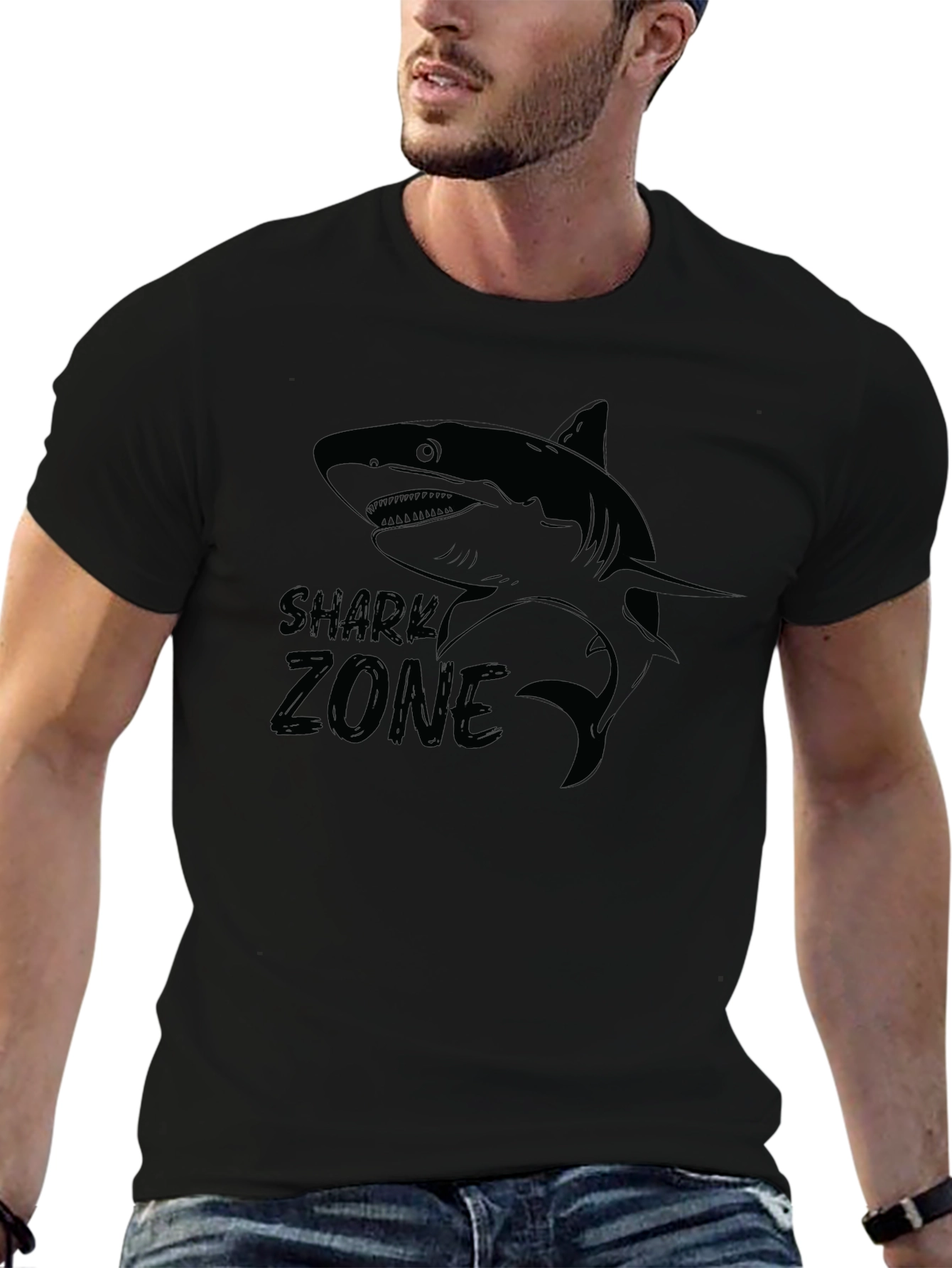 Shark Zone Graphic Tee - Mens Black T-Shirt