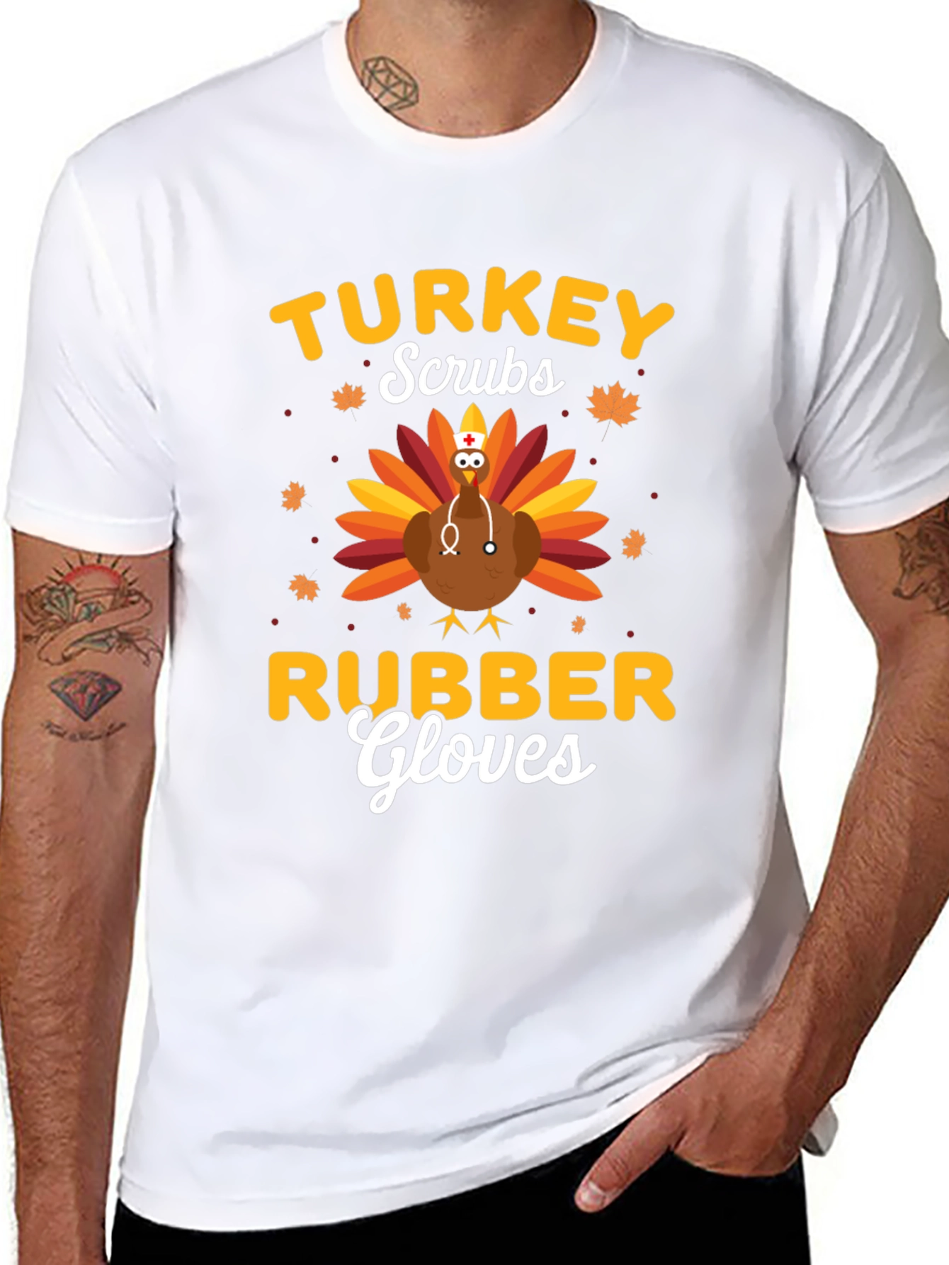 Turkey Scrubs Rubber Gloves Graphic T-Shirt