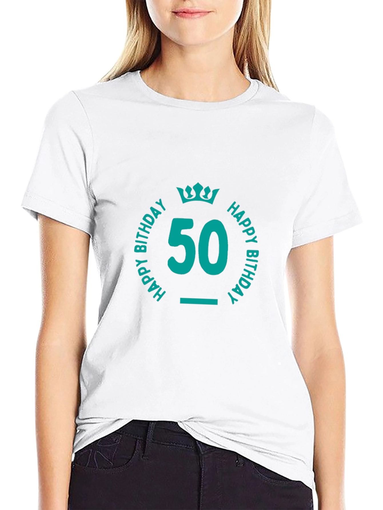 50th Birthday T-Shirt Teal Graphic Tee Black Shirt