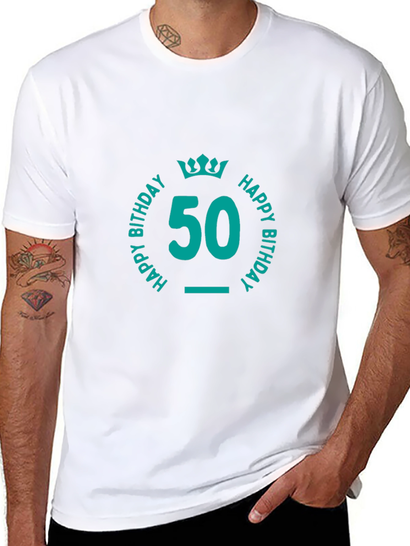 50th Birthday T-Shirt Teal Graphic Tee Black Shirt