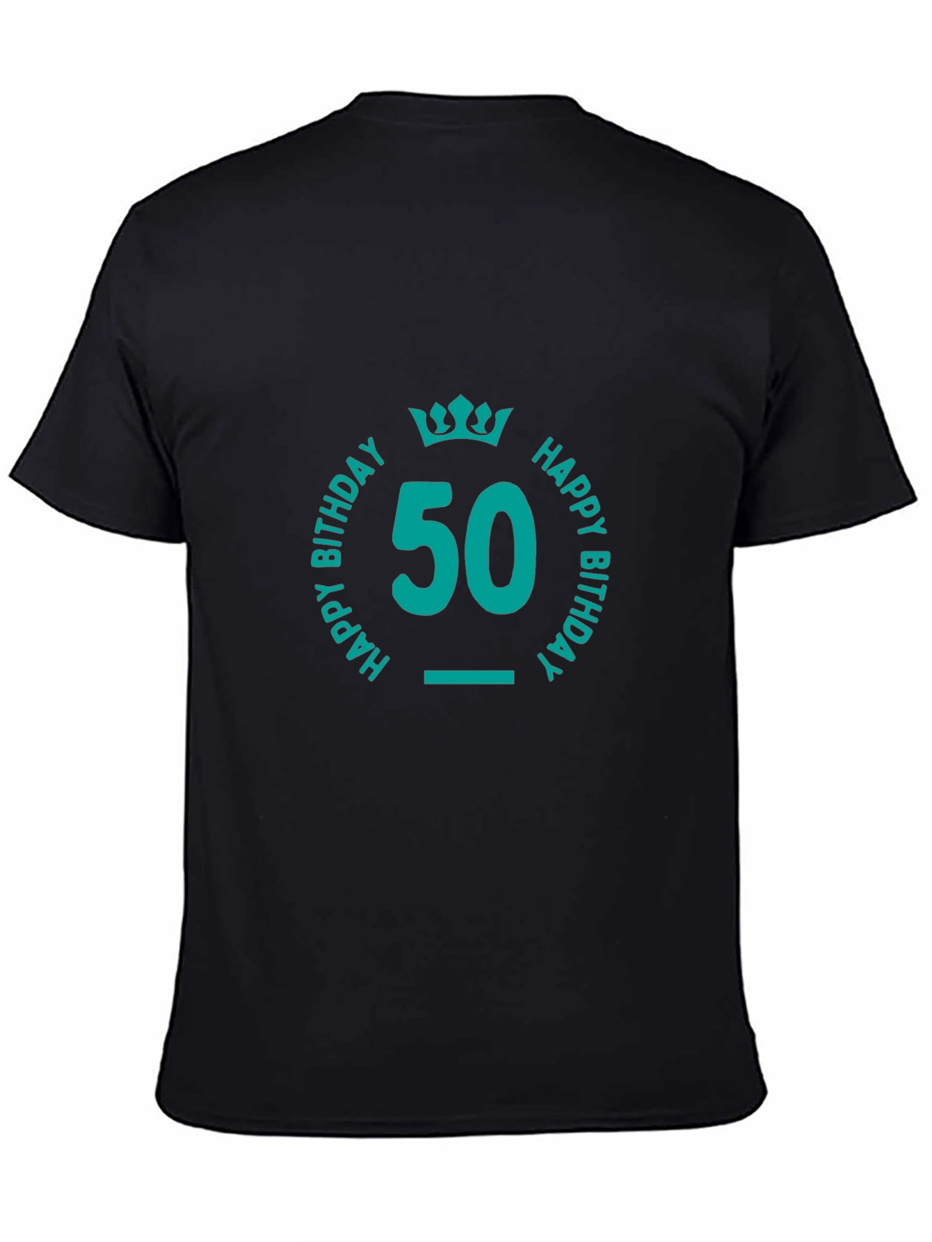 50th Birthday T-Shirt Teal Graphic Tee Black Shirt
