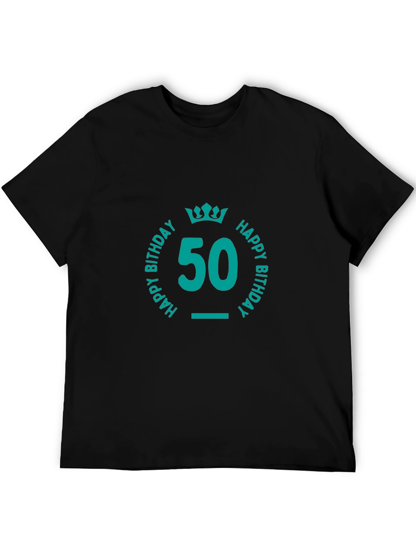 50th Birthday T-Shirt Teal Graphic Tee Black Shirt