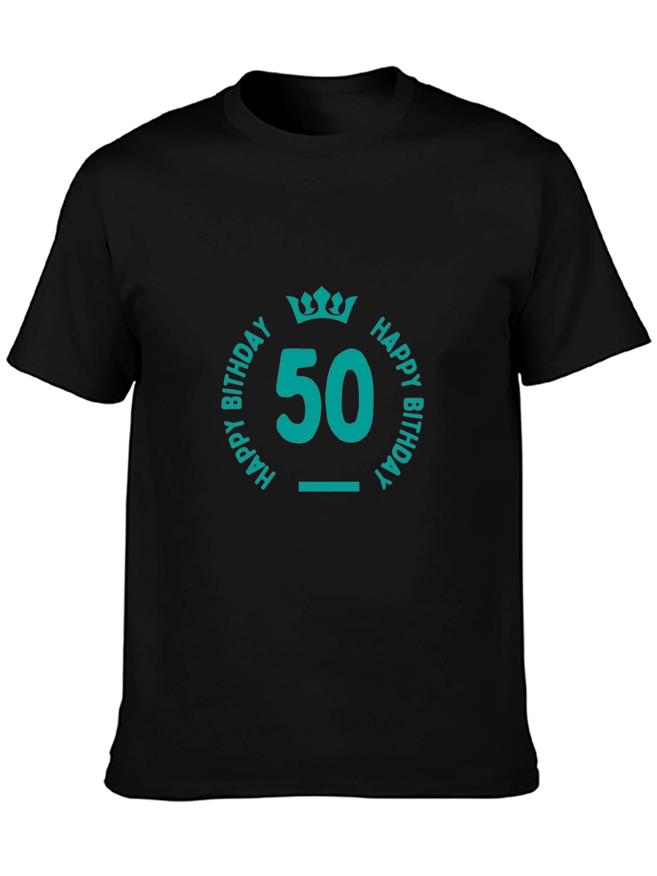 50th Birthday T-Shirt Teal Graphic Tee Black Shirt