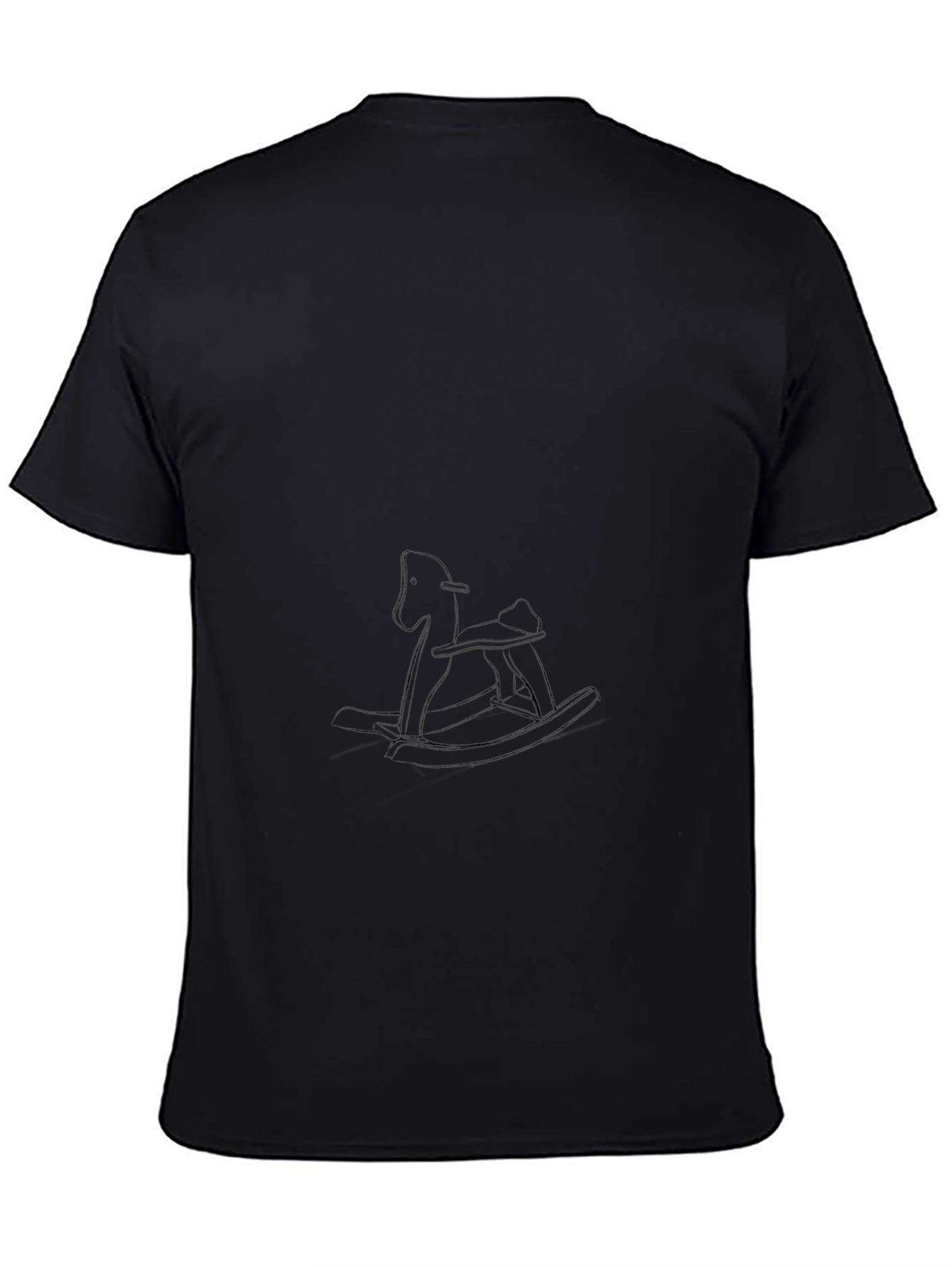 Black T-Shirt with Rocking Horse Design