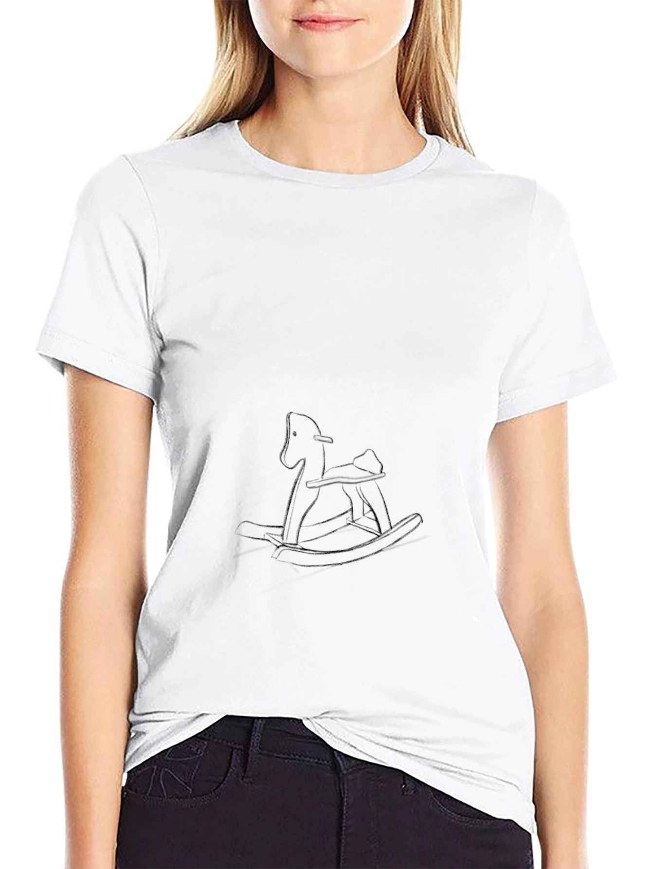 Black T-Shirt with Rocking Horse Design