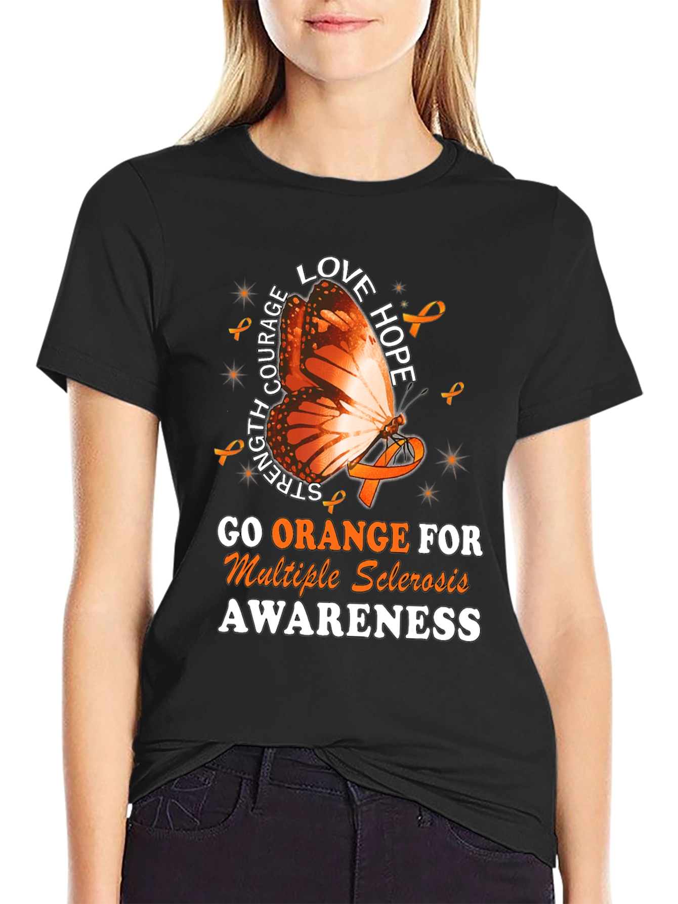 Go Orange MS Awareness Butterfly T-Shirt