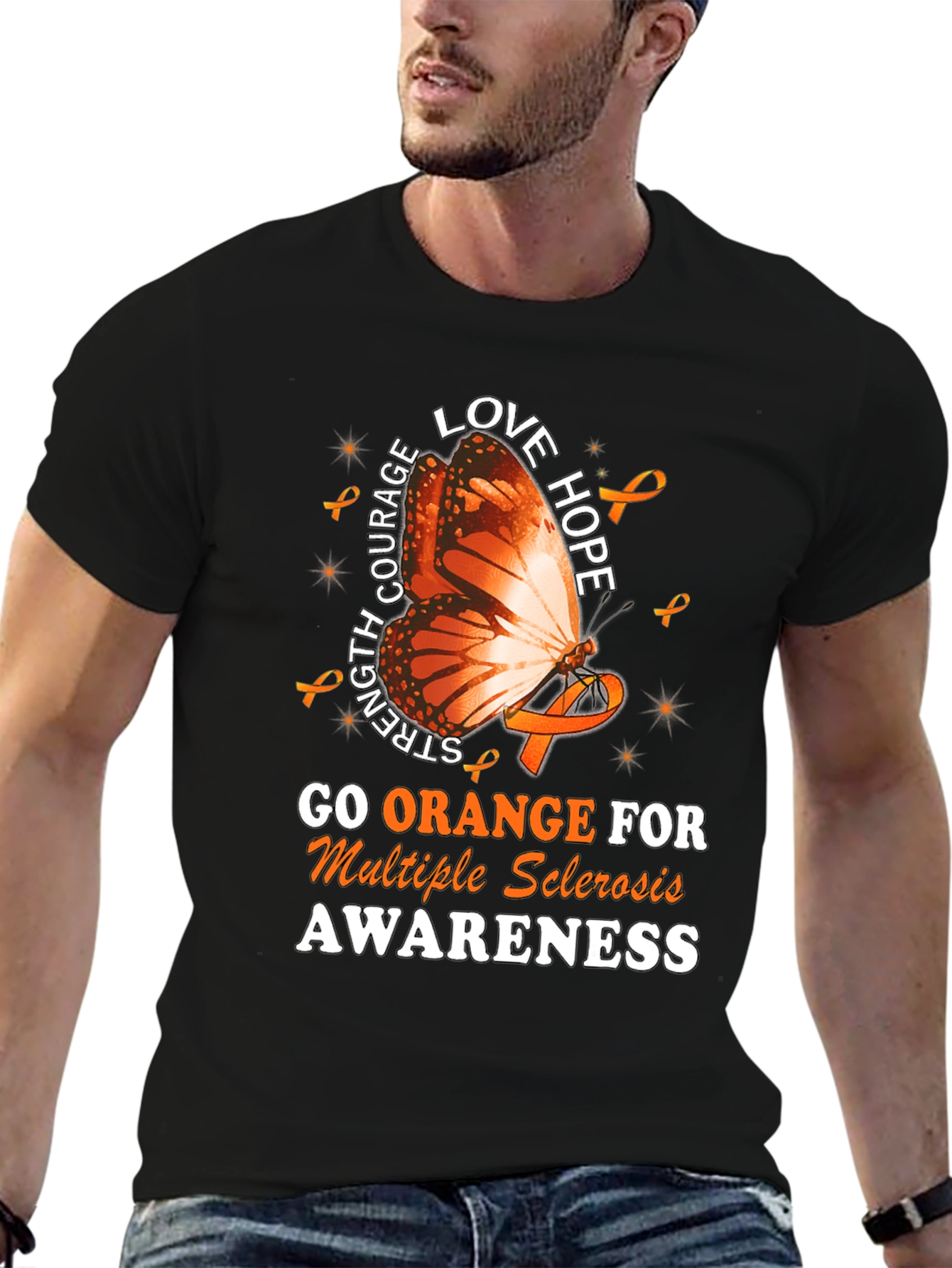 Go Orange MS Awareness Butterfly T-Shirt