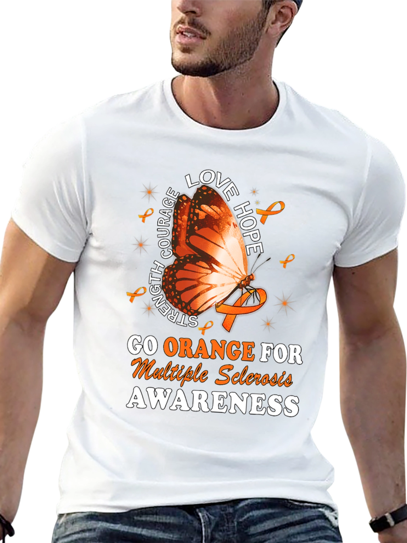 Go Orange MS Awareness Butterfly T-Shirt