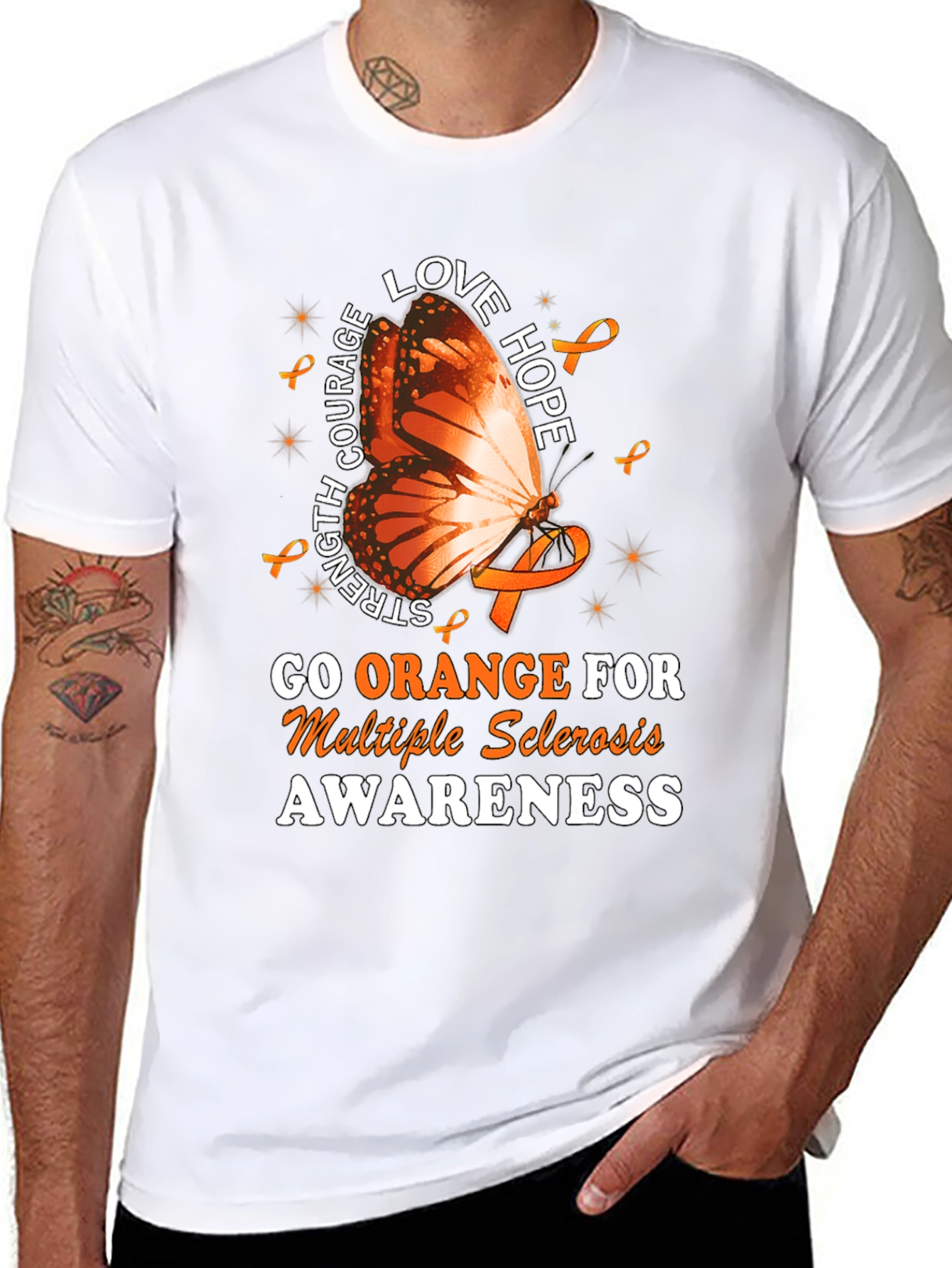 Go Orange MS Awareness Butterfly T-Shirt