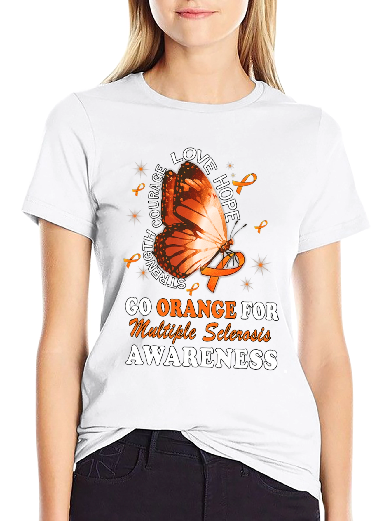 Go Orange MS Awareness Butterfly T-Shirt