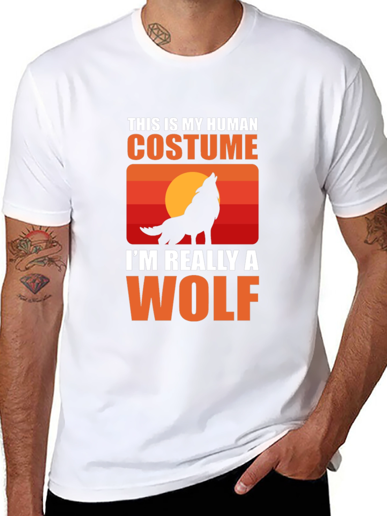 Human Costume Wolf T-Shirt - Halloween Tee