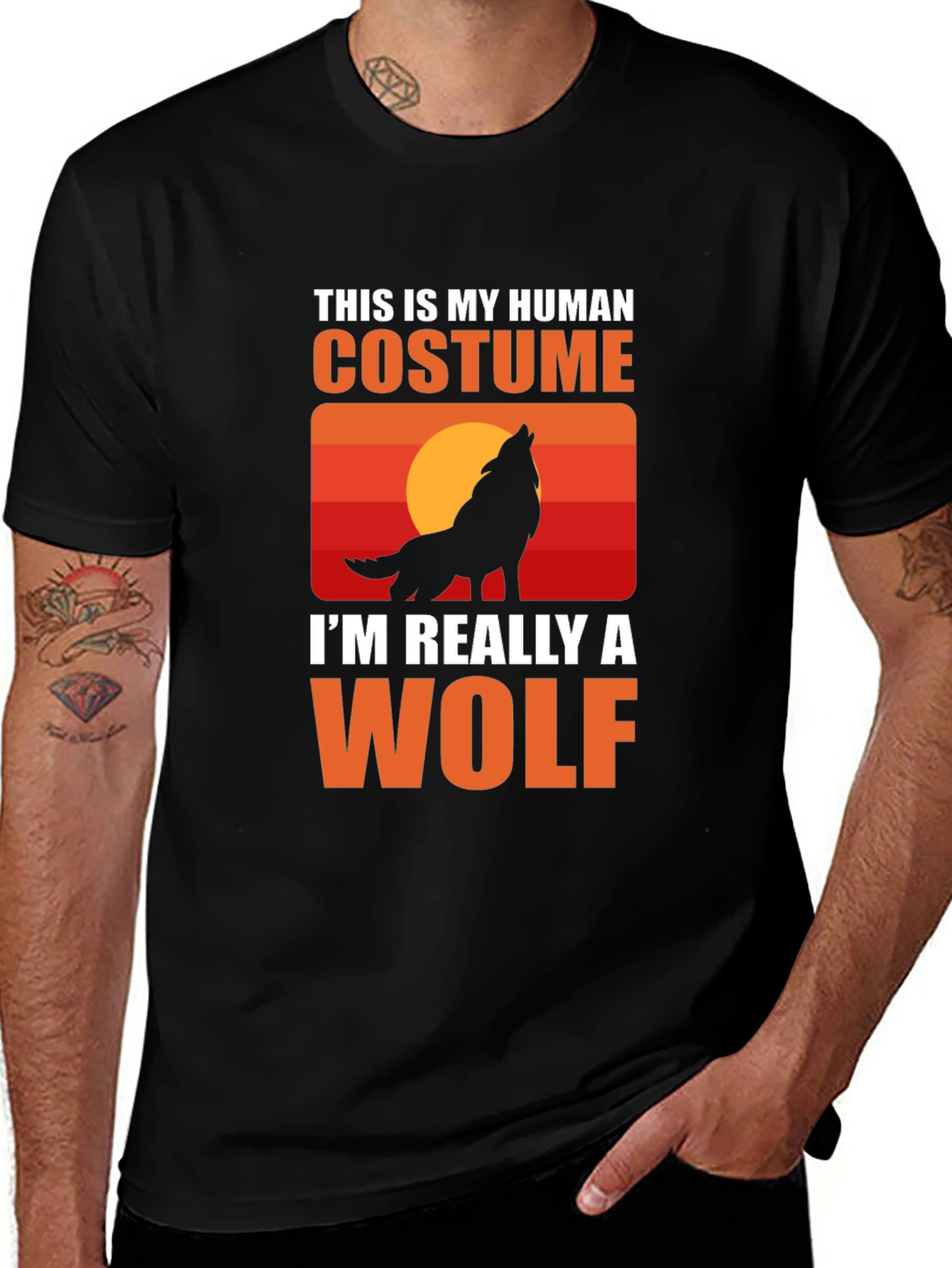 Human Costume Wolf T-Shirt - Halloween Tee