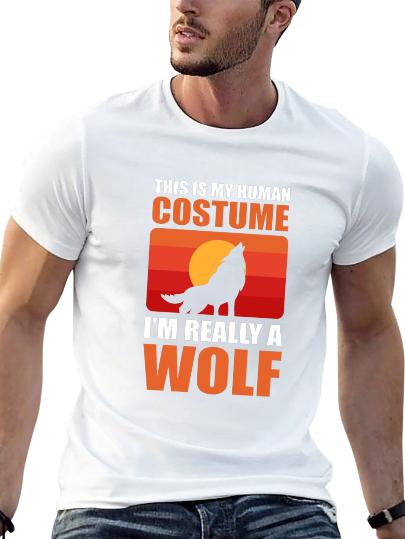 Human Costume Wolf T-Shirt - Halloween Tee