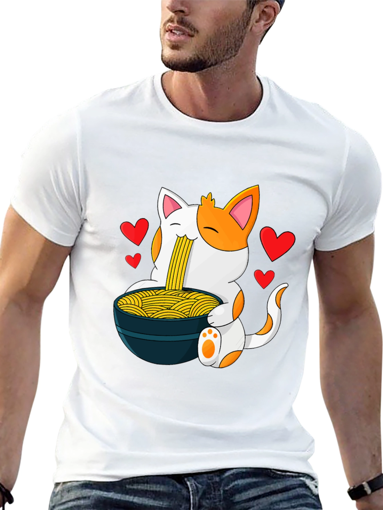 Cat Ramen T-Shirt - Anime Noodle Lover Tee