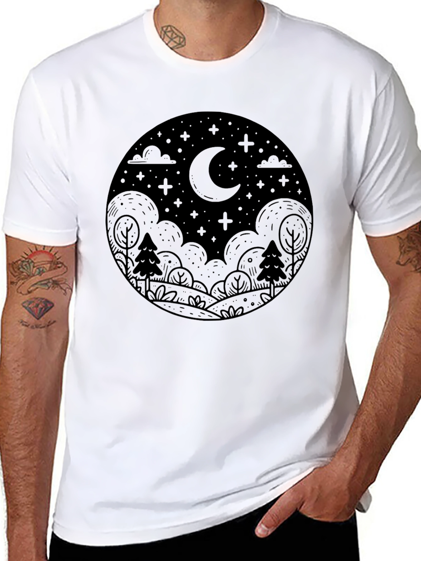 Night Sky Graphic Tee - Black