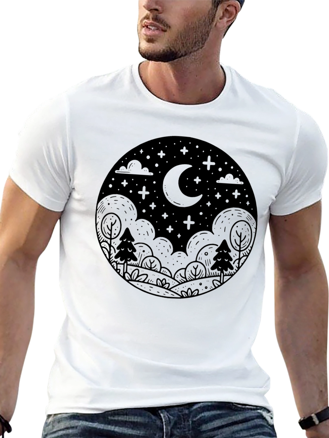 Night Sky Graphic Tee - Black